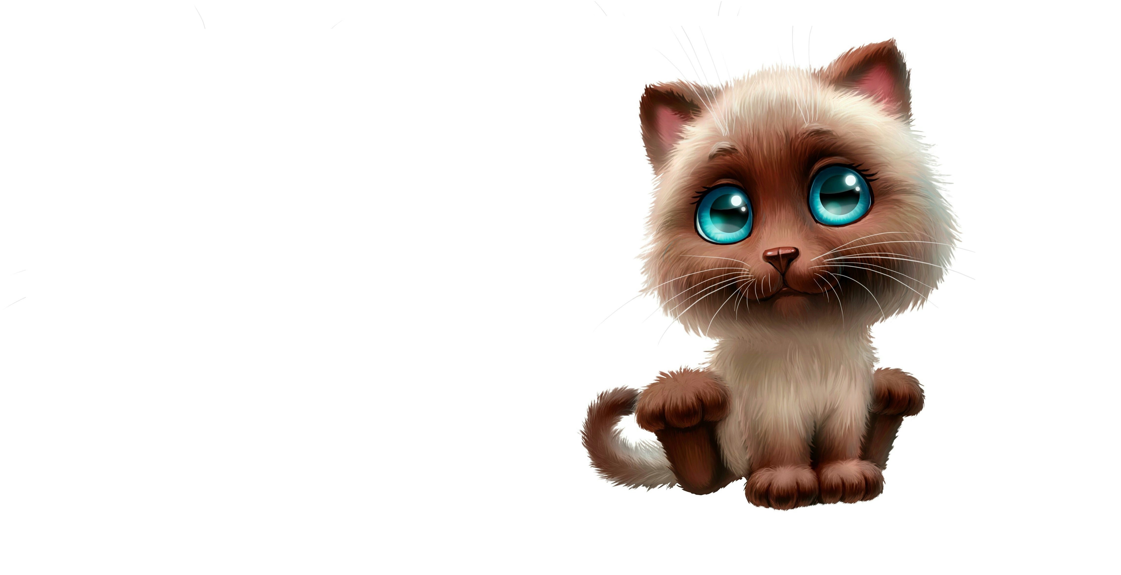 Cute Siamese Kitten Painting Art HD Wallpaper