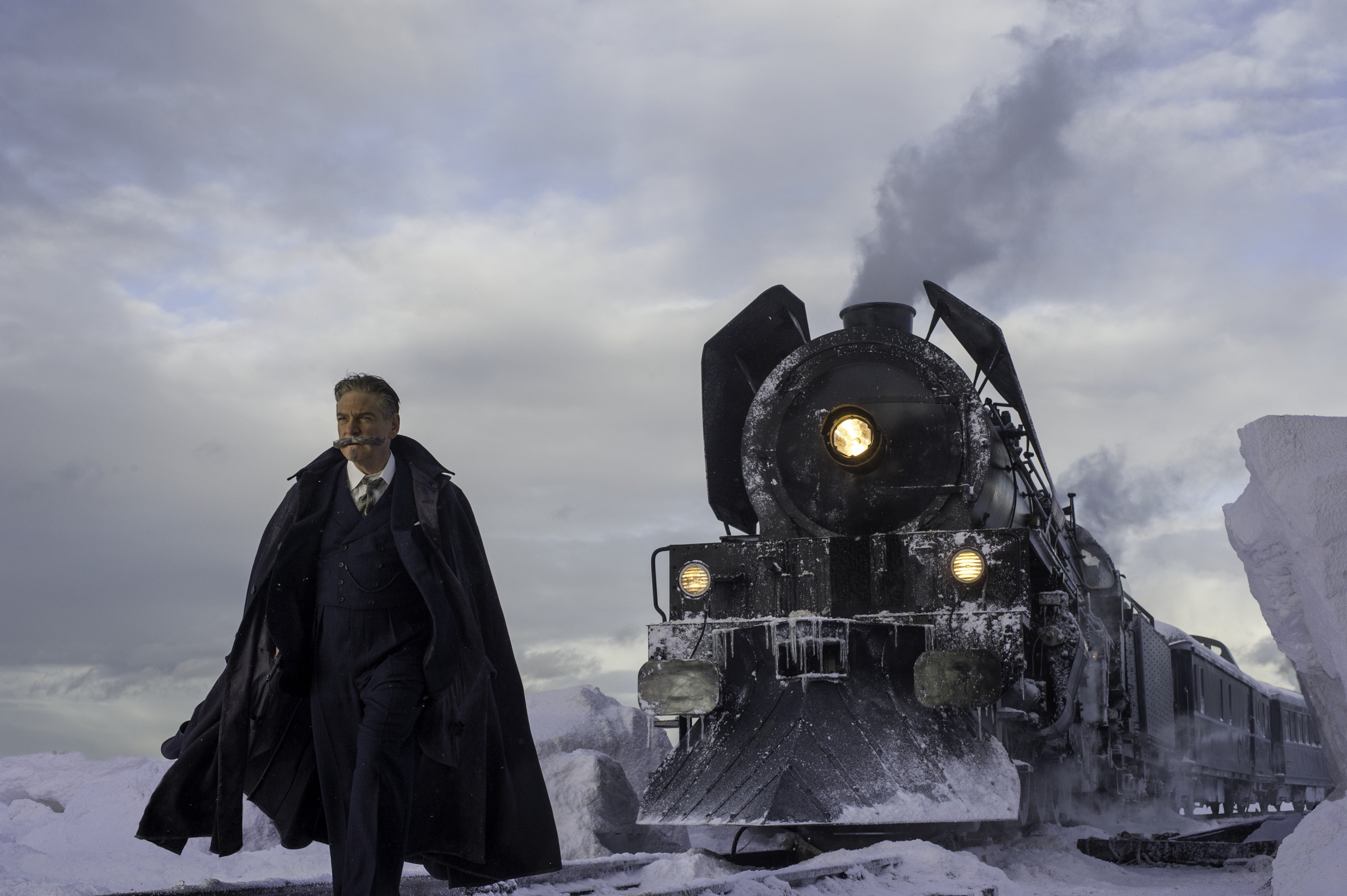 Hercule Poirot from Murder on the Orient Express 2017 with Train HD Wallpaper