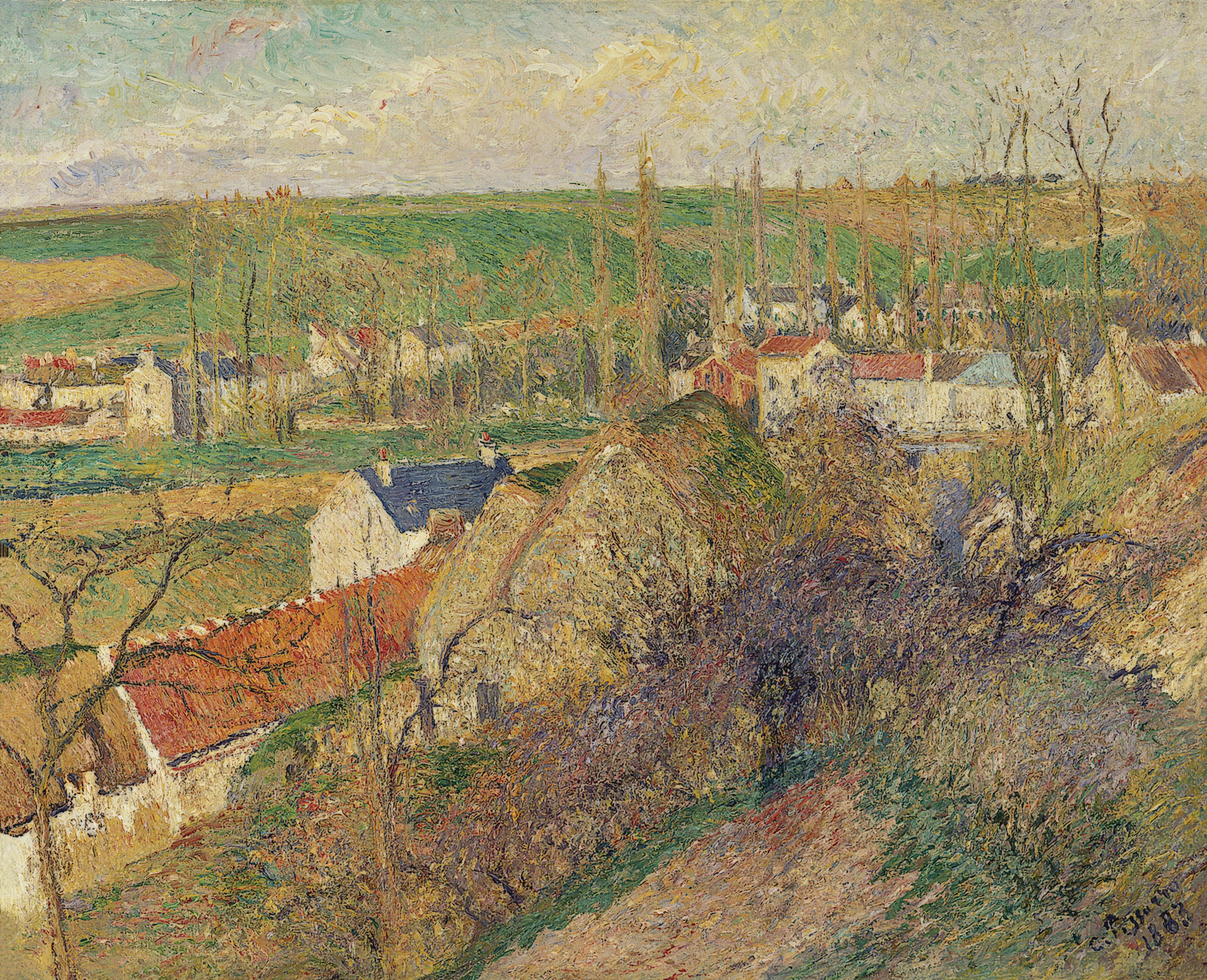 View of Osny near Pontoise by Camille Pissarro HD Wallpaper