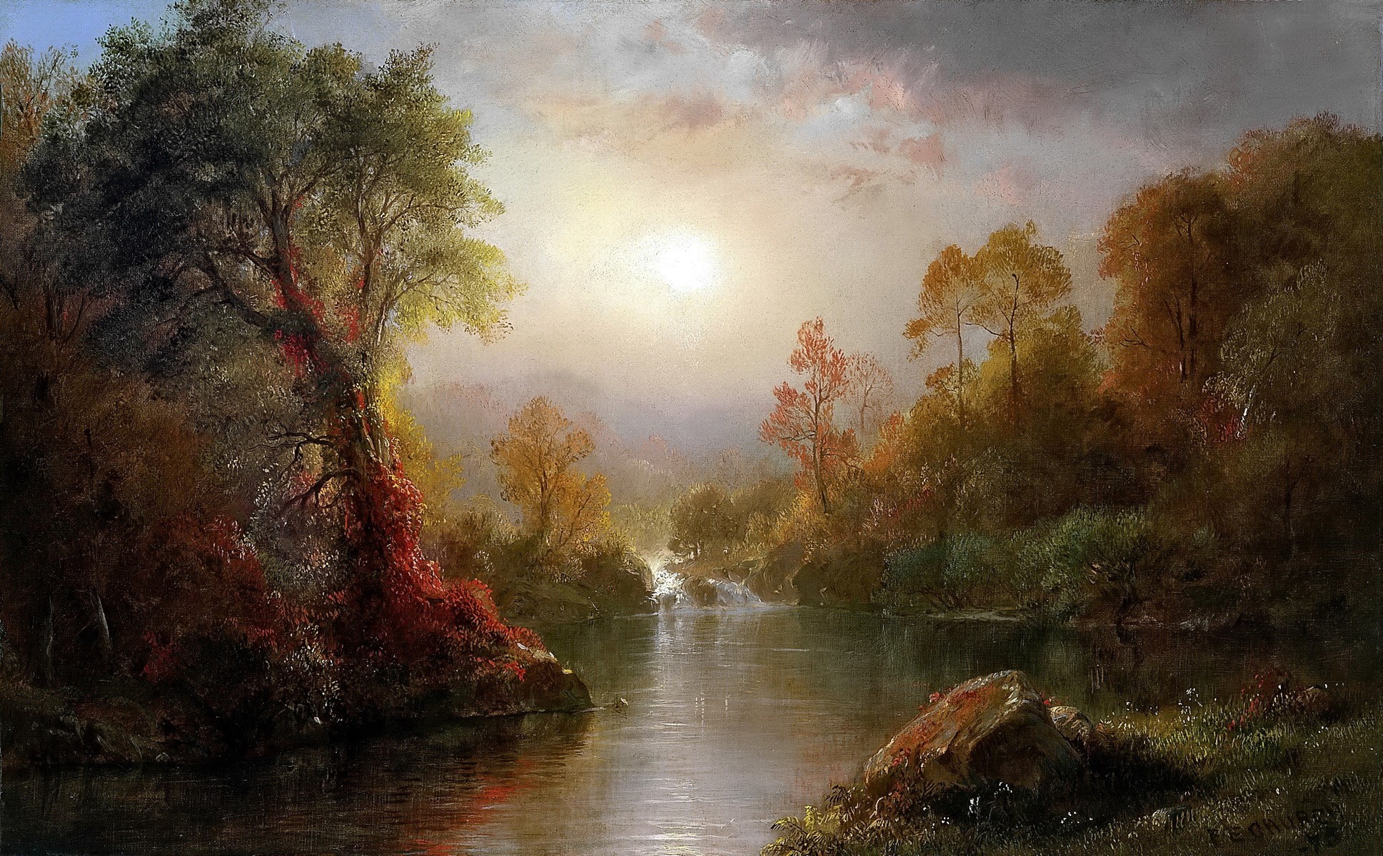 Frederic Edwin Church's Autumn Landscape Painting HD Wallpaper