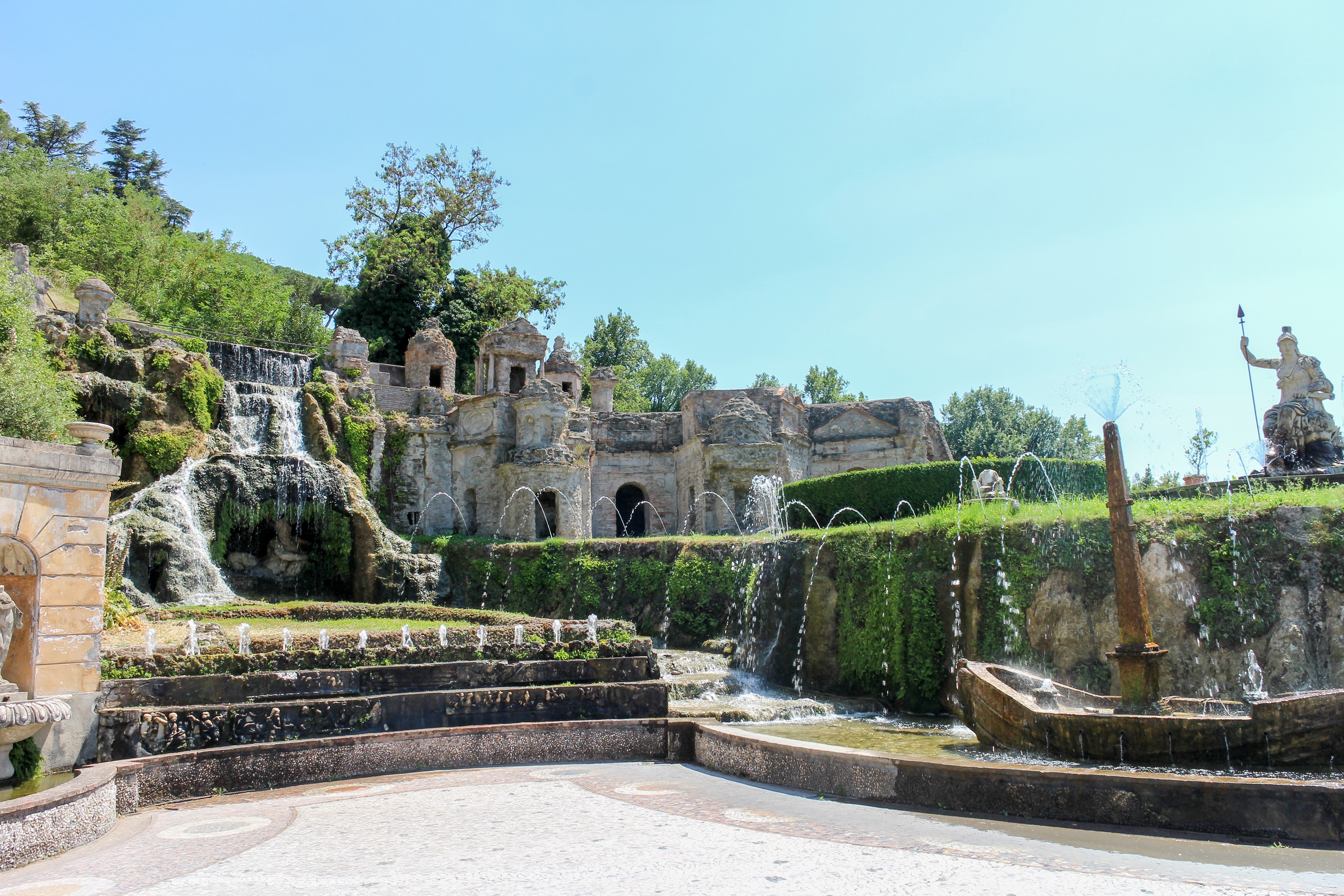 Villa D'Este Tivoli Fountains and Waterfalls in Italy HD Wallpaper