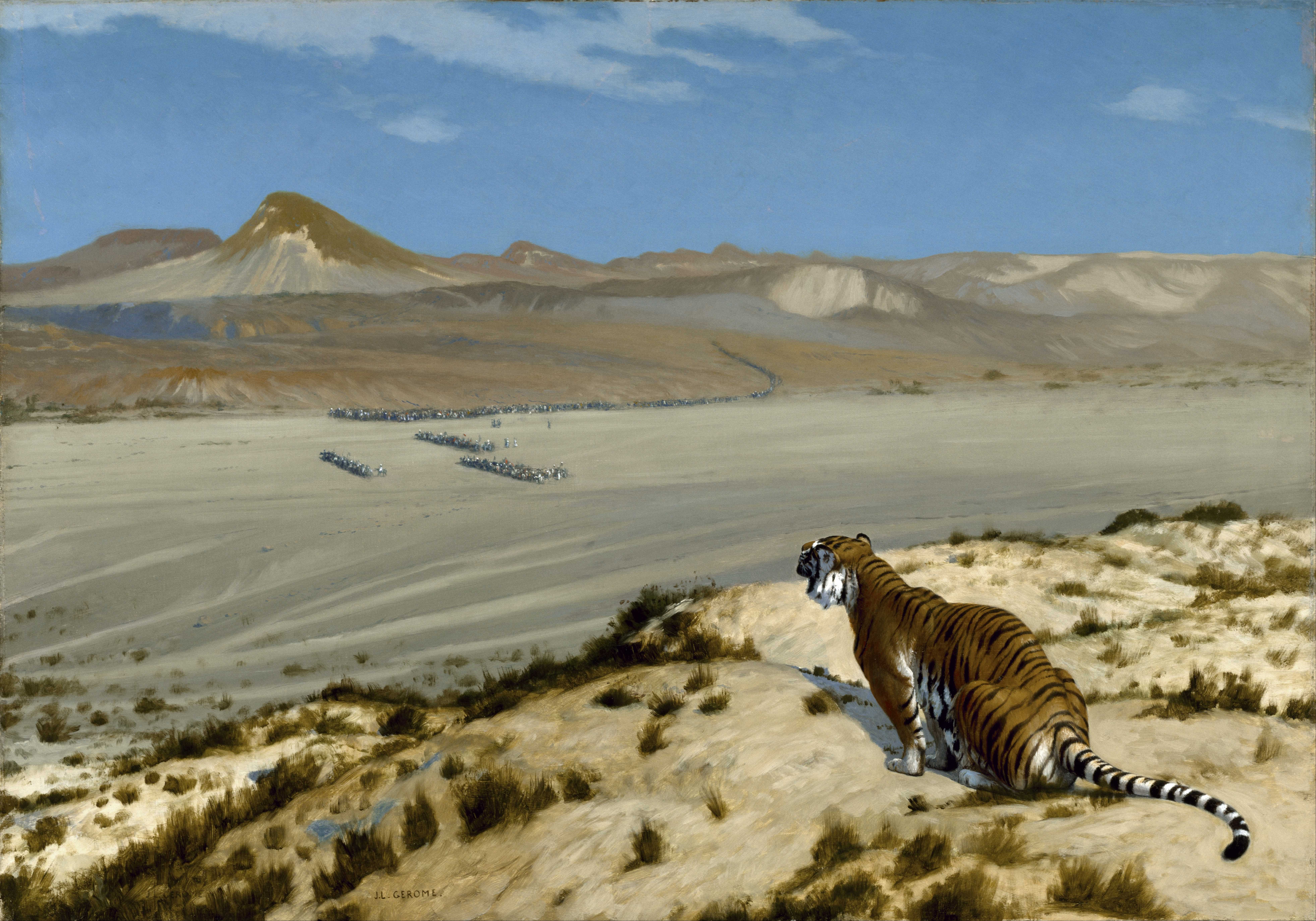 Tiger on the Watch by Jean-Leon Gerome HD Wallpaper