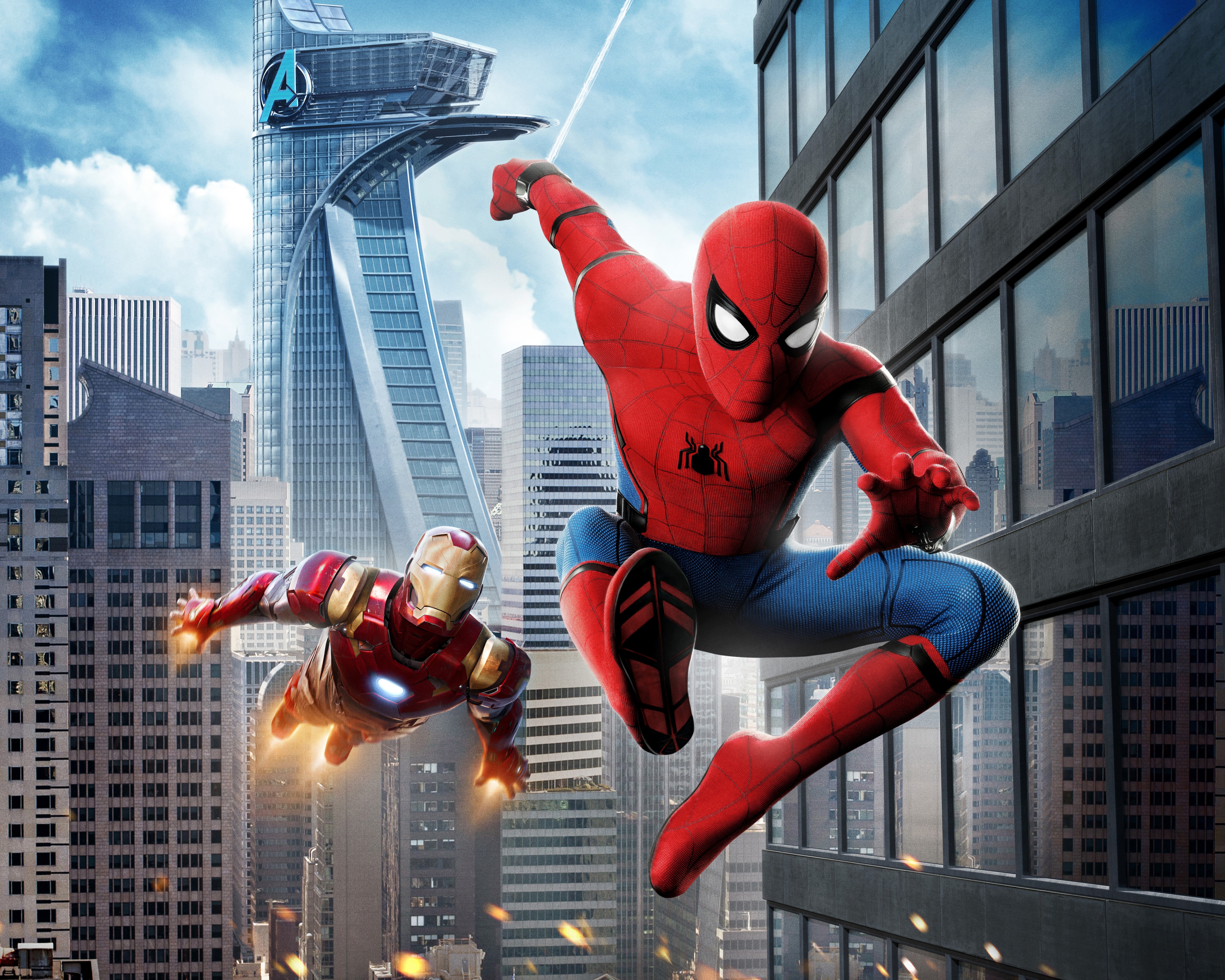 Spider-Man and Iron Man in New York City HD Wallpaper