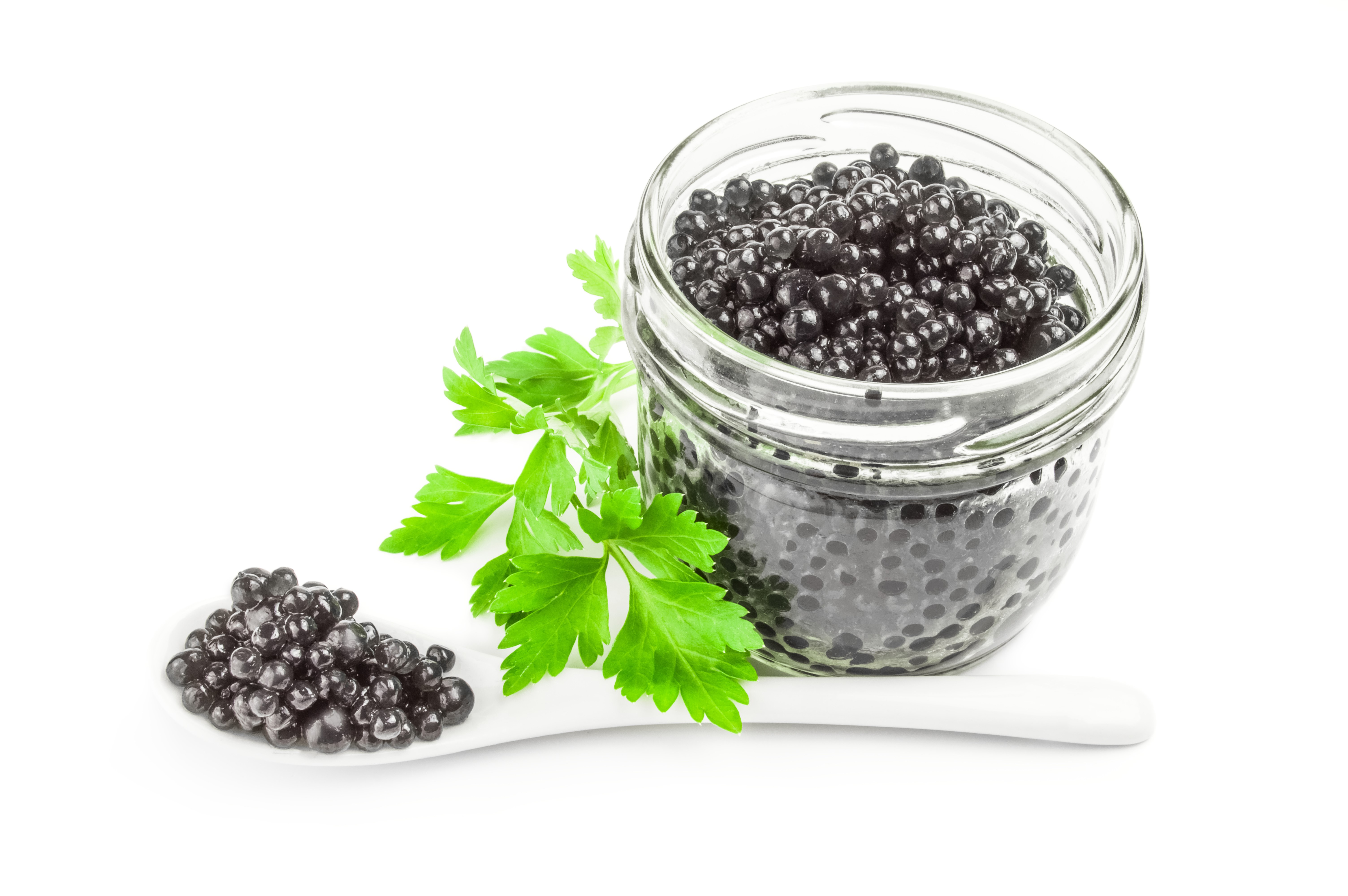 Caviar in a jar with parsley HD Wallpaper