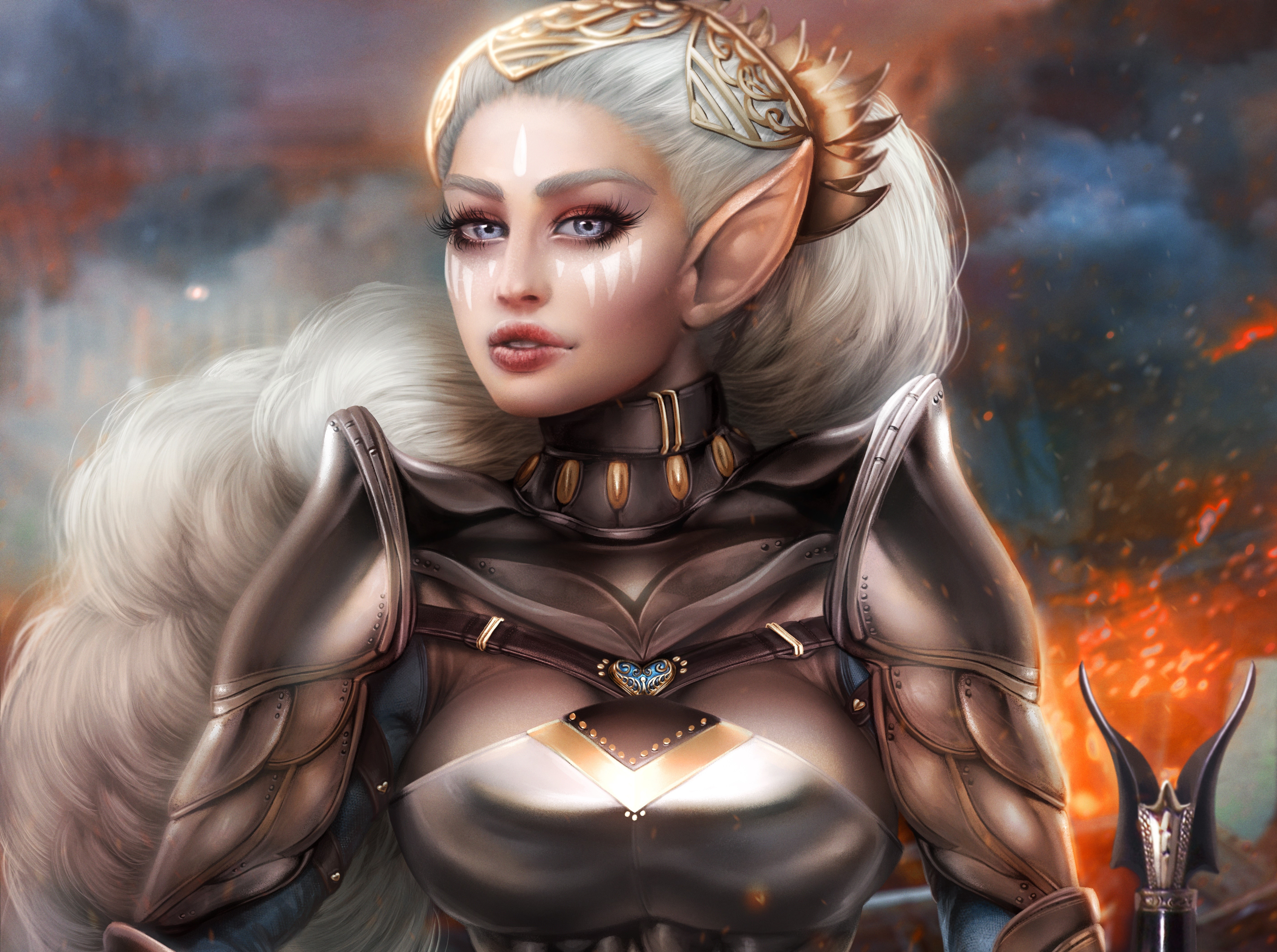 4K Adalia the Elf Warrior in Armor HD Wallpaper