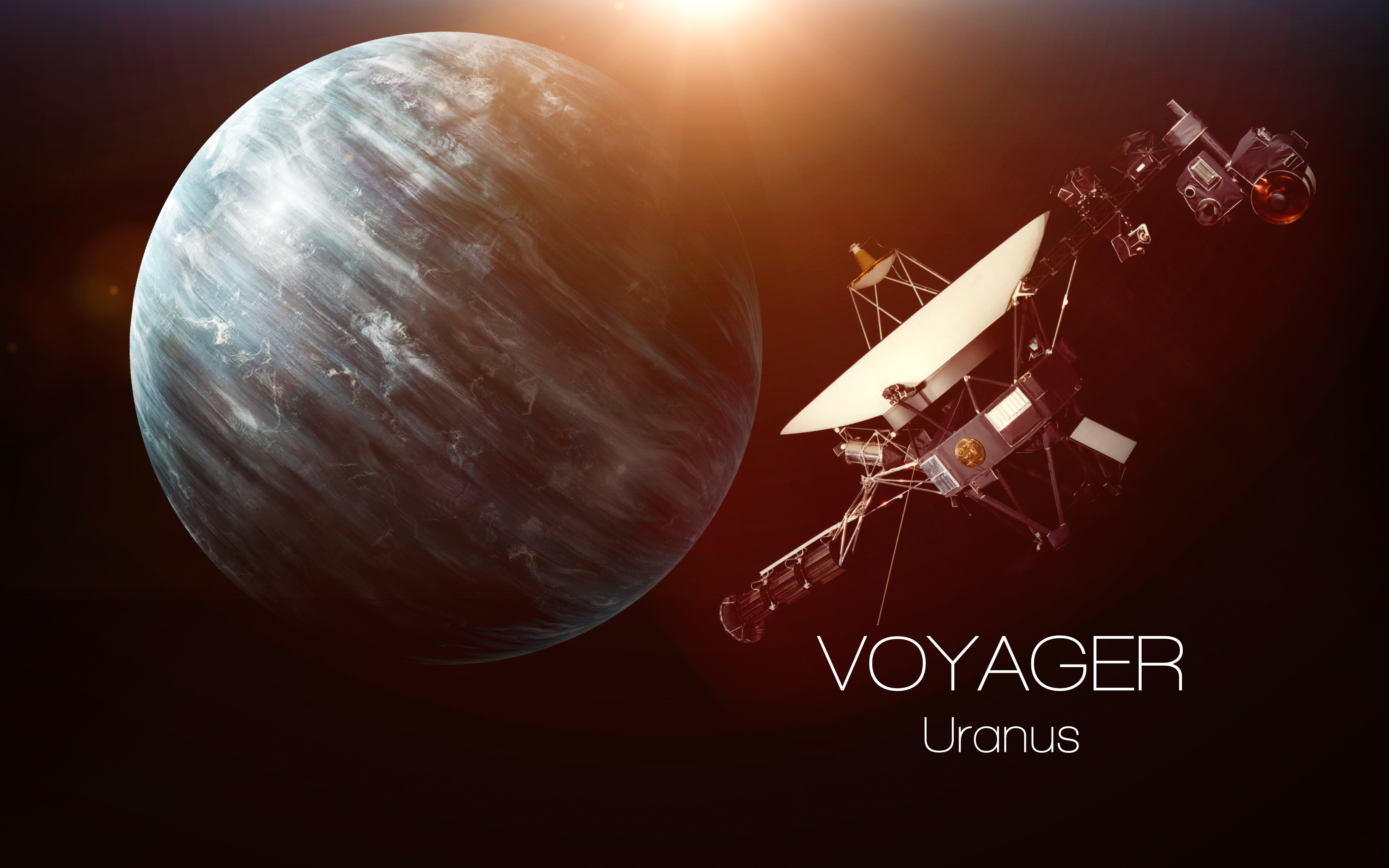 Voyager spacecraft near Uranus HD Wallpaper
