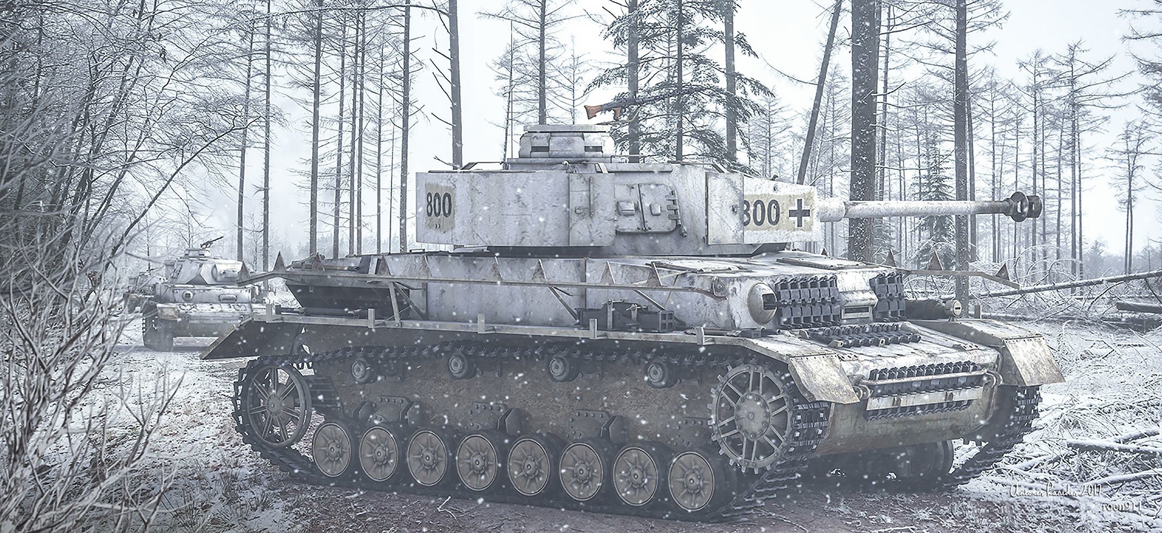 German PzKpfw IV tanks in a snowy forest HD Wallpaper