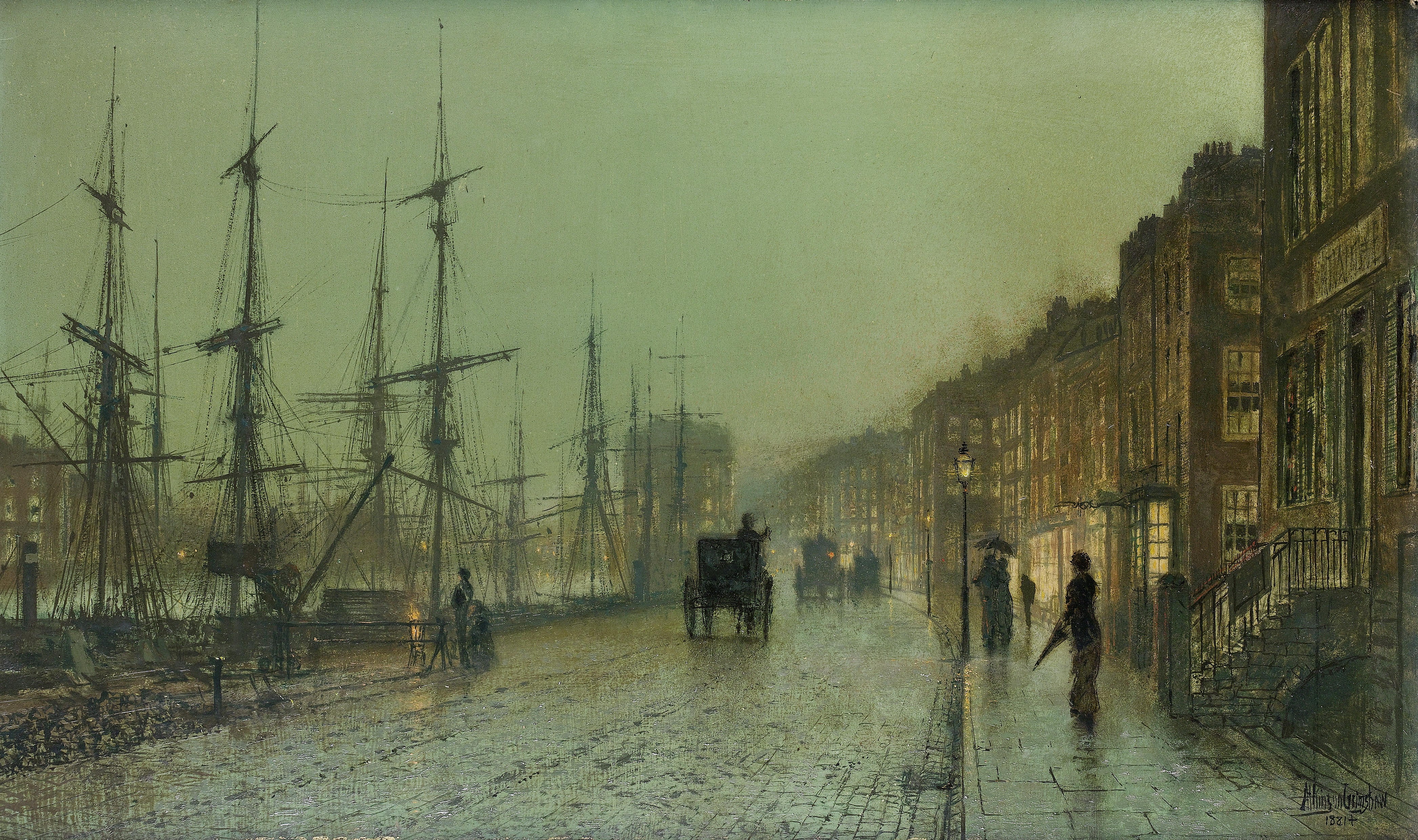 Glasgow Docks by John Atkinson Grimshaw HD Wallpaper
