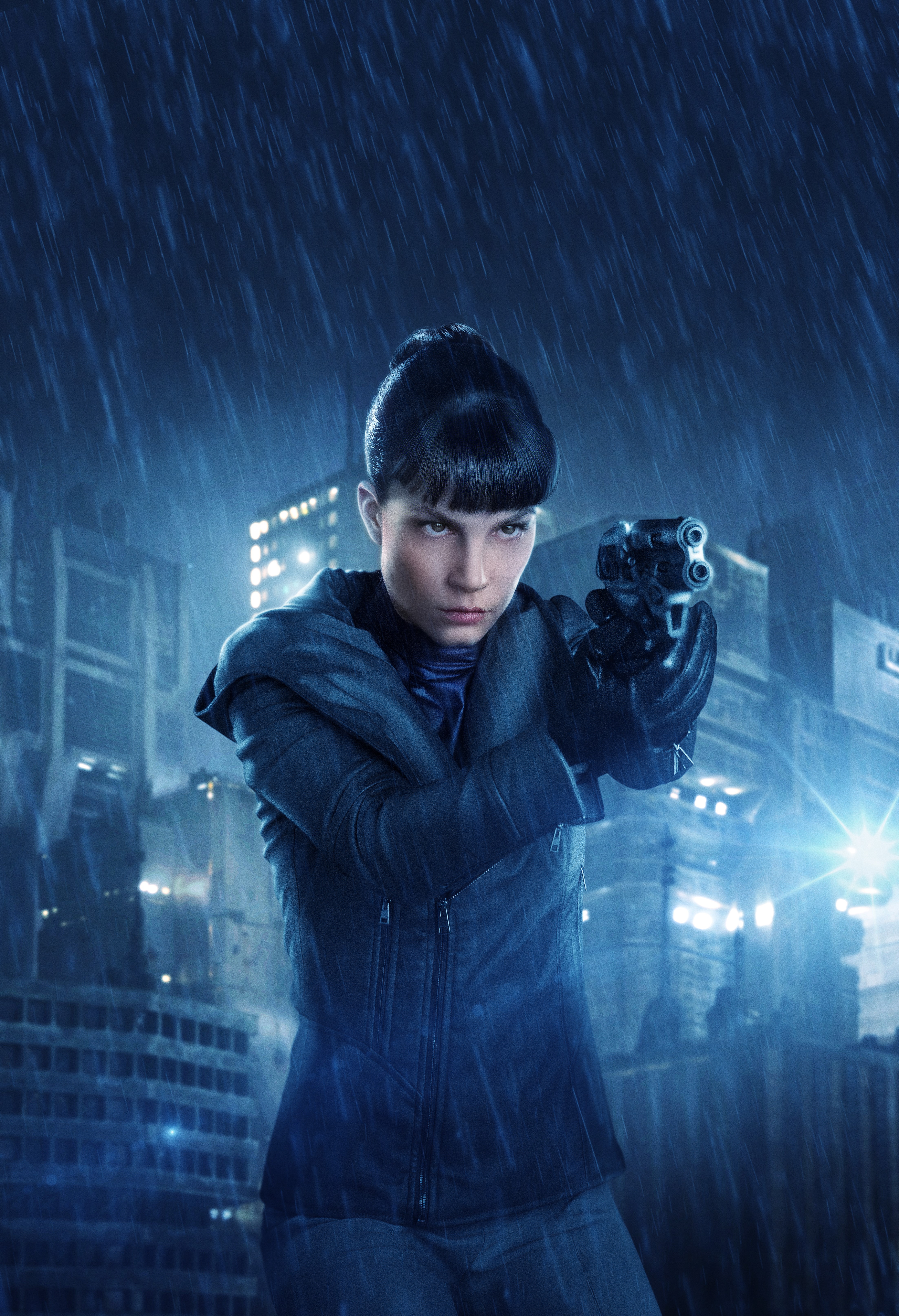 Sylvia Hoeks as Luv from Blade Runner 2049 in the rain HD Phone Wallpaper