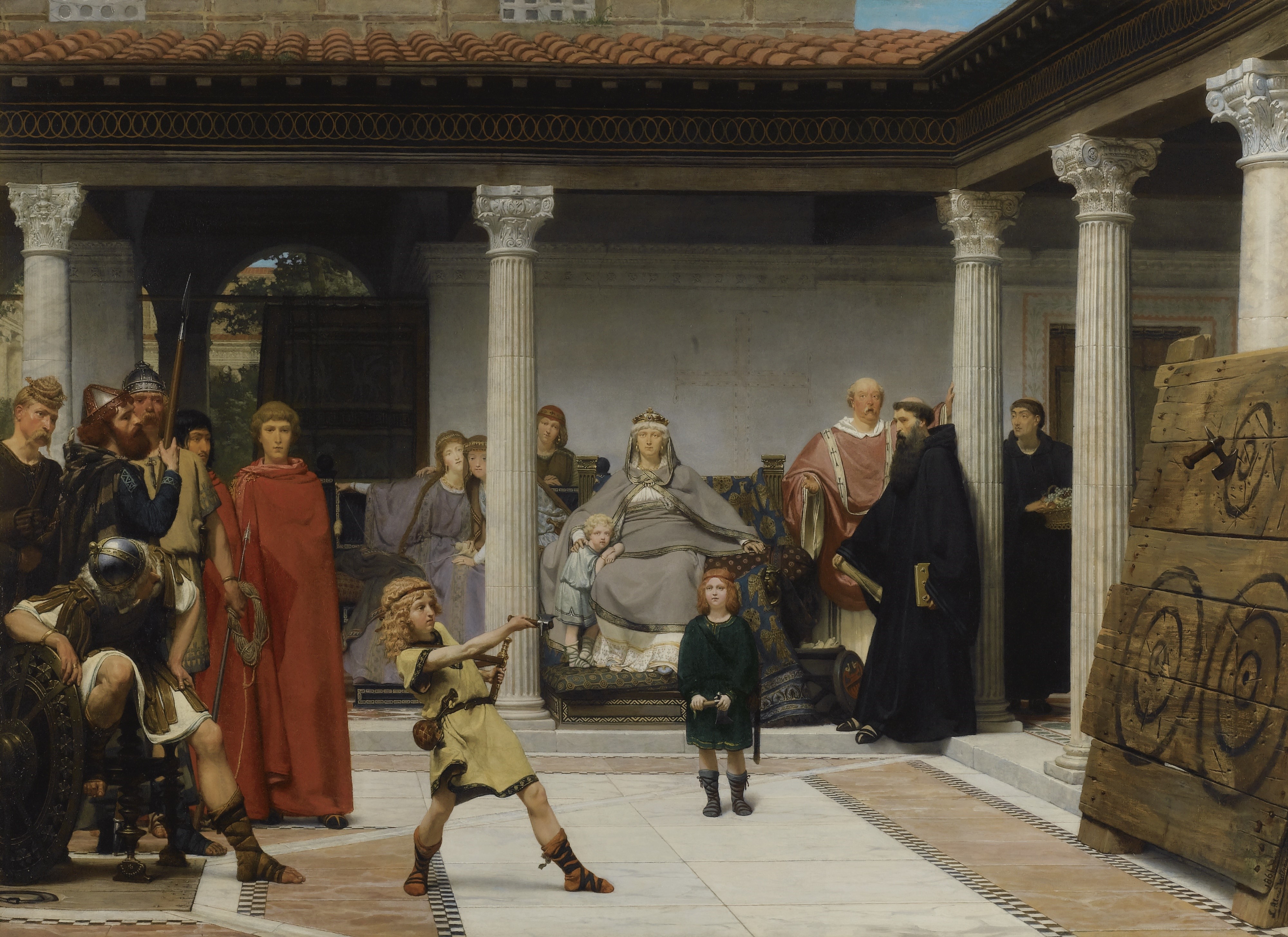 The Education of the Children of Clovis by Lawrence Alma-Tadema HD Wallpaper