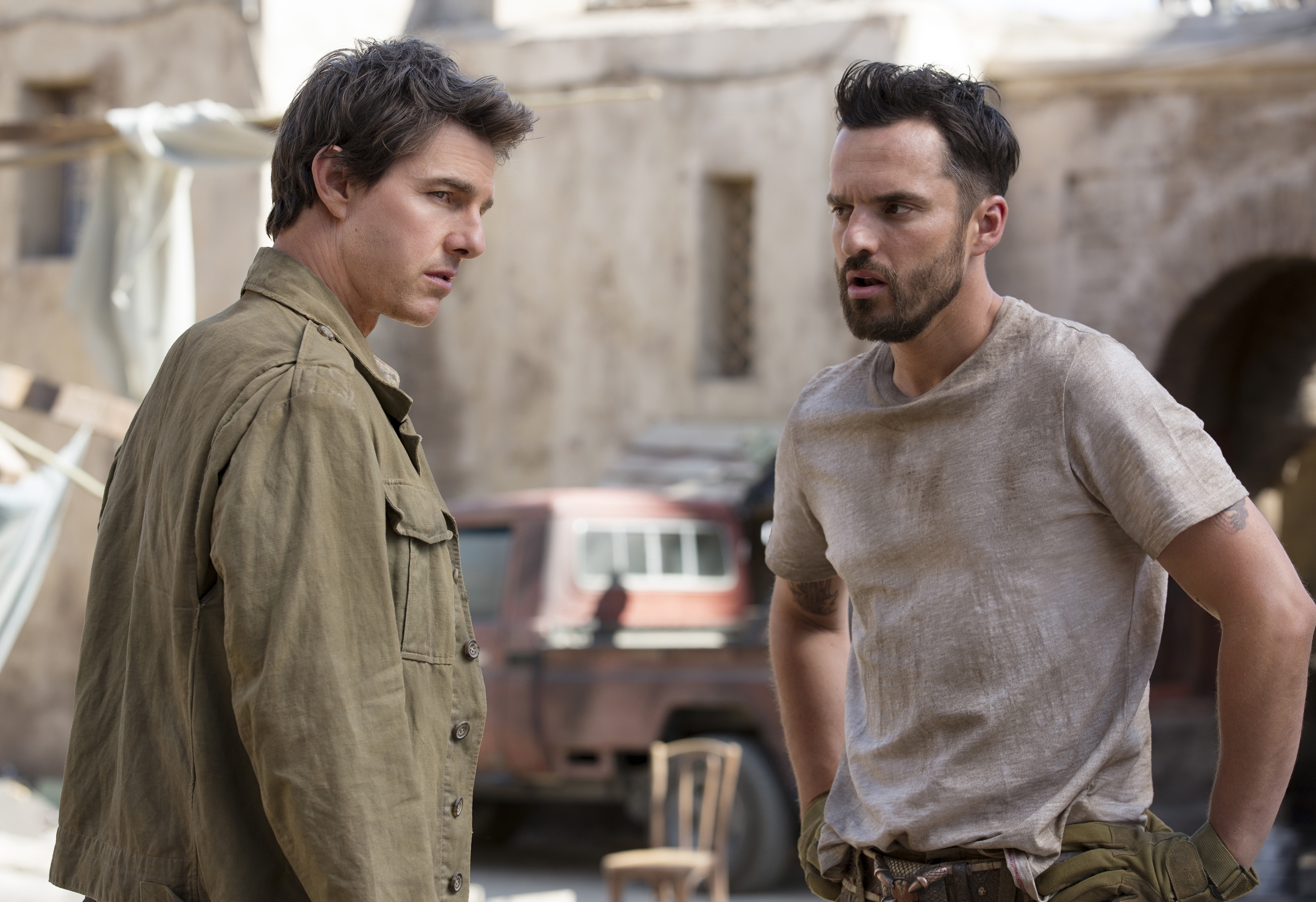 Tom Cruise and Jake Johnson from The Mummy 2017 HD Wallpaper