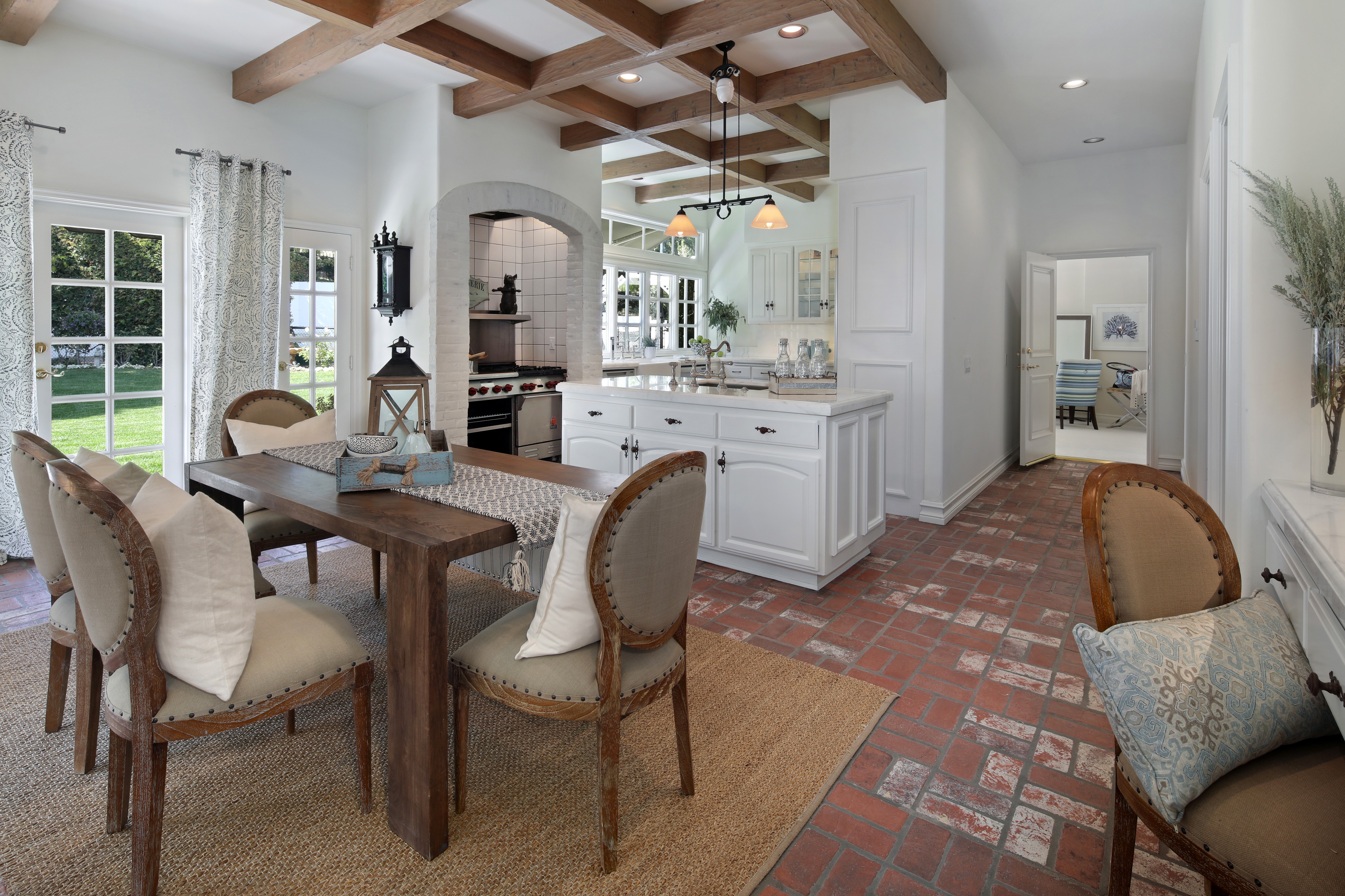 Interior Design of a Kitchen and Dining Area HD Wallpaper