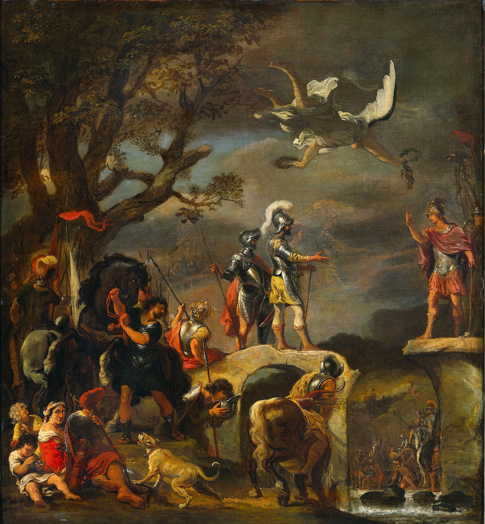 Claudius Civilis and Cerealis Negotiating on a Bridge by Ferdinand Bol HD Wallpaper