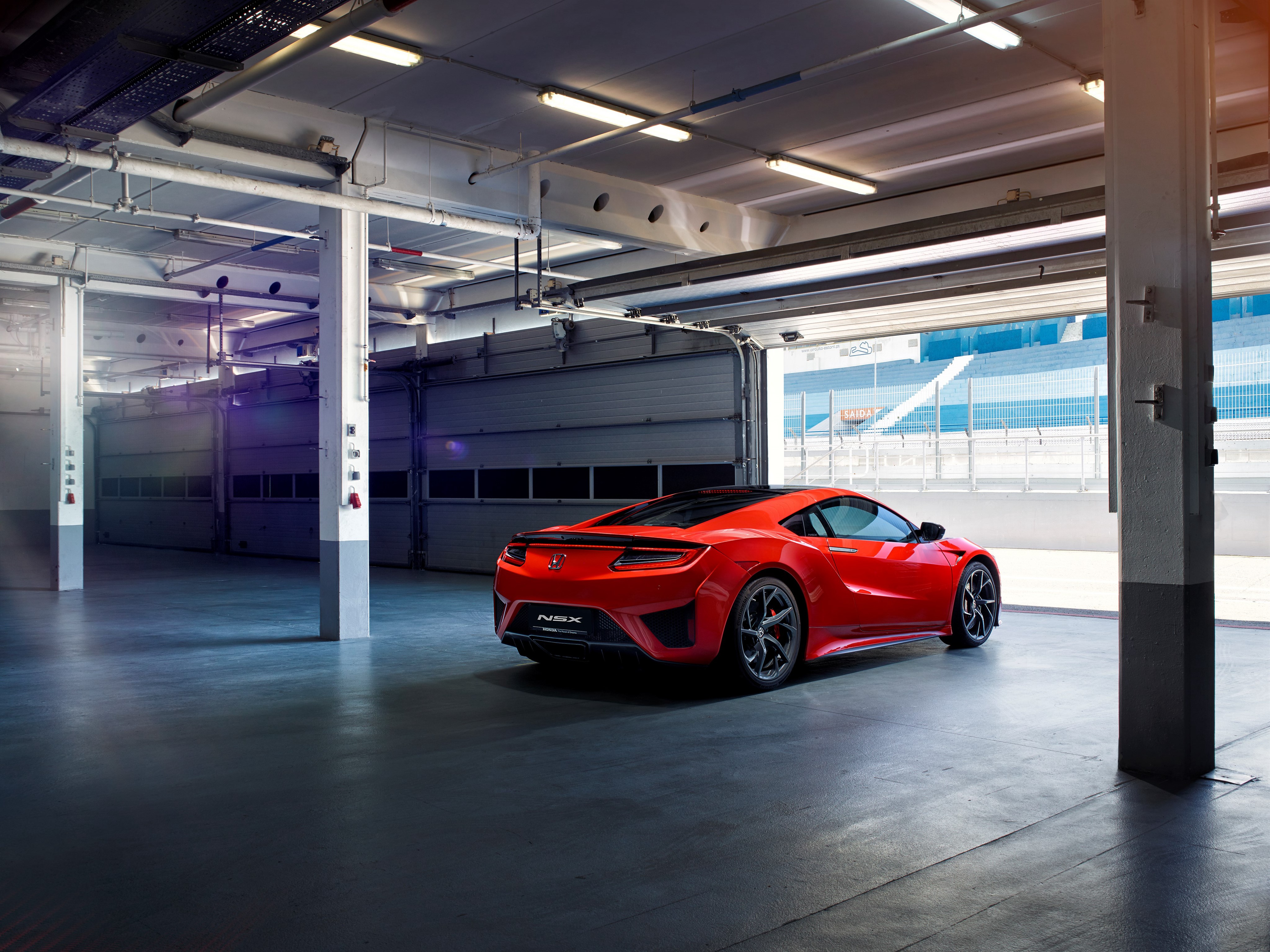 Red Acura NSX in a garage HD Wallpaper