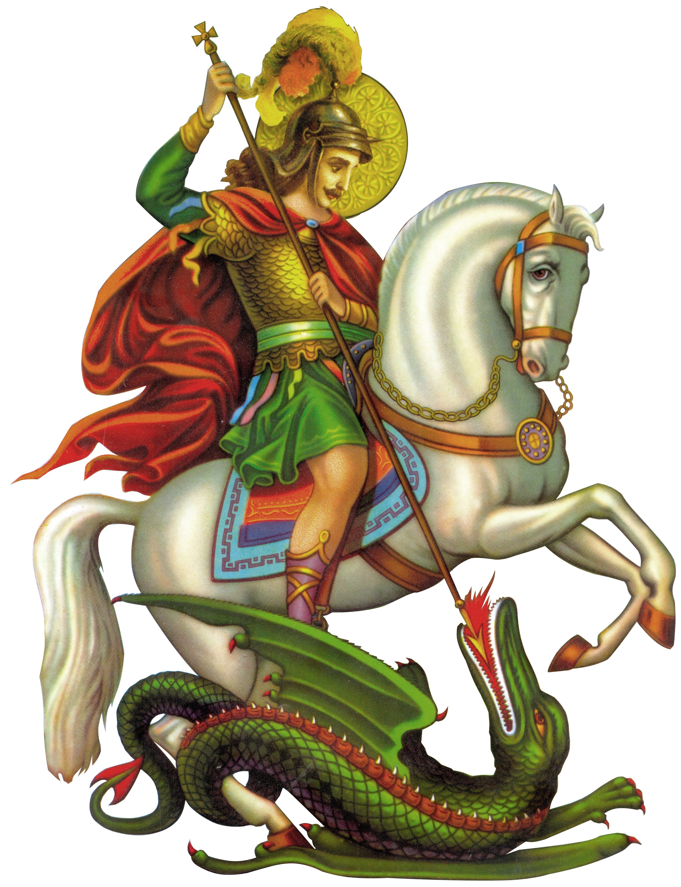 Saint George on horseback fighting a dragon HD Phone Wallpaper