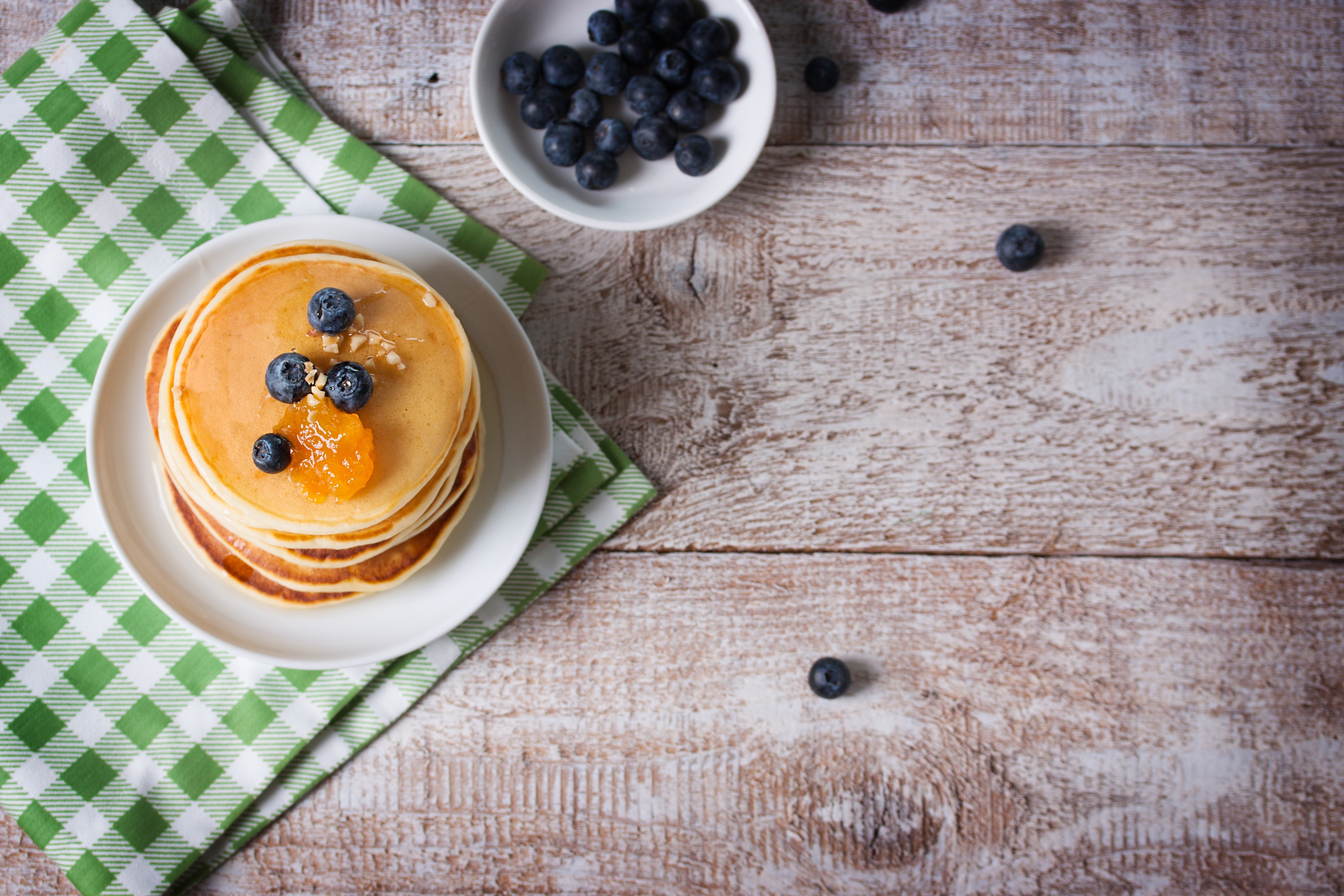 Pancakes with Blueberries and Jam HD Wallpaper