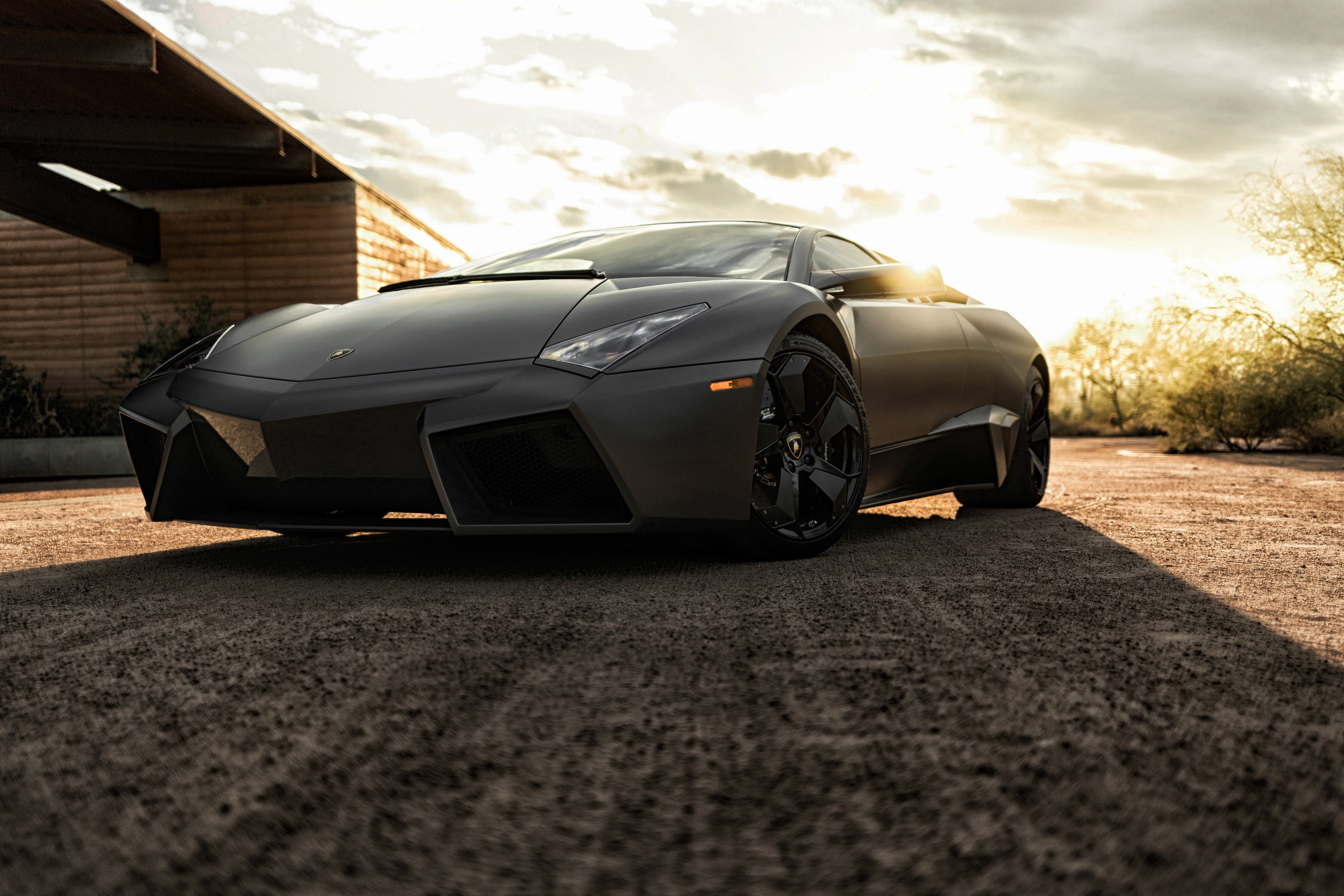 Matte Black Lamborghini Reventon HD Wallpaper
