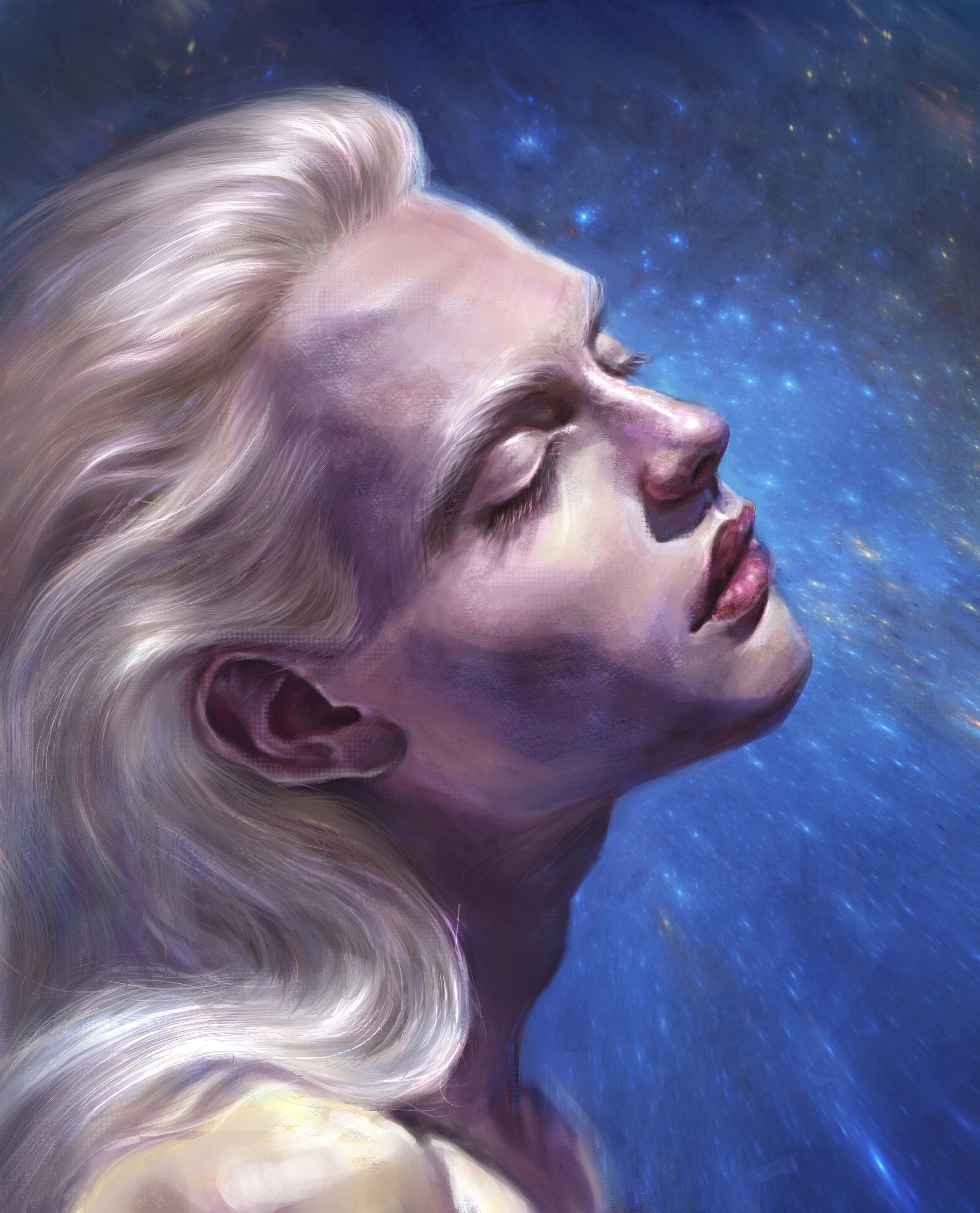 Angel with blond hair in space HD Phone Wallpaper