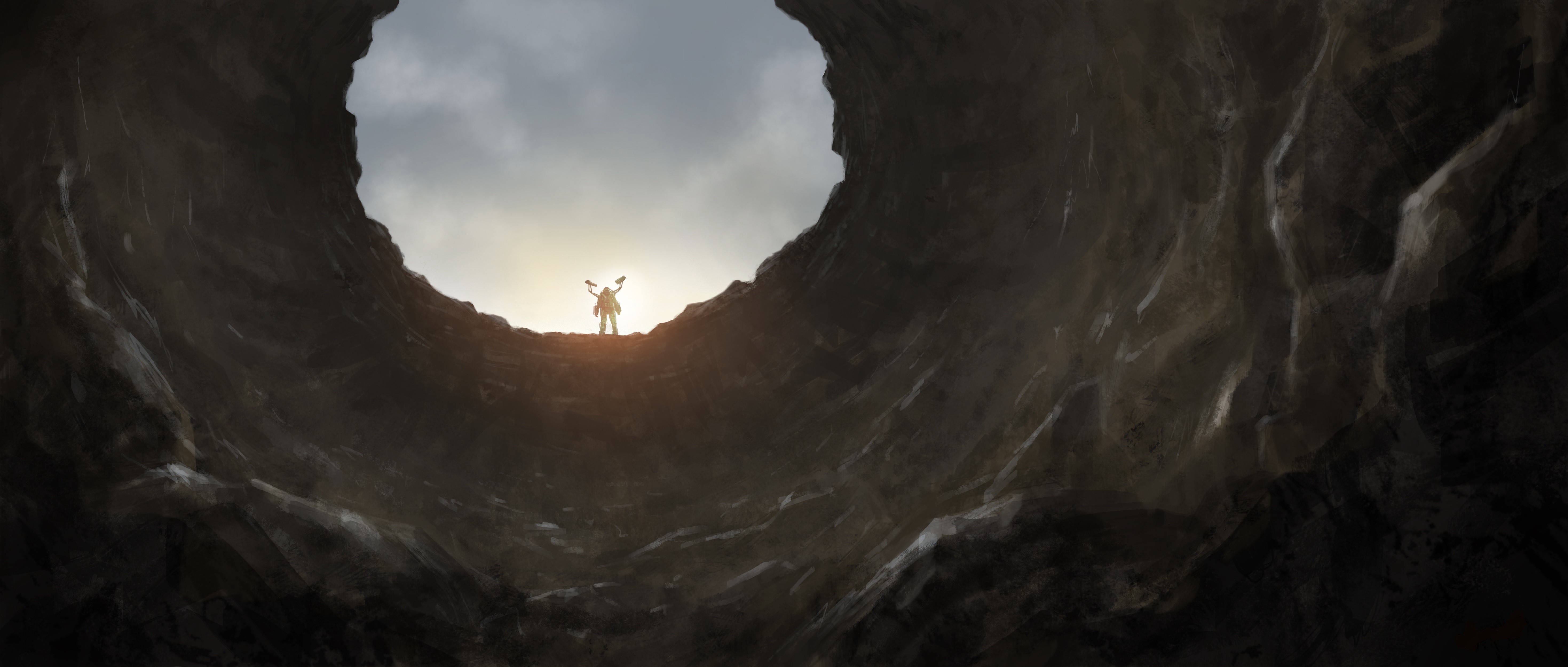 Warrior from Edge of Tomorrow in a cave HD Wallpaper