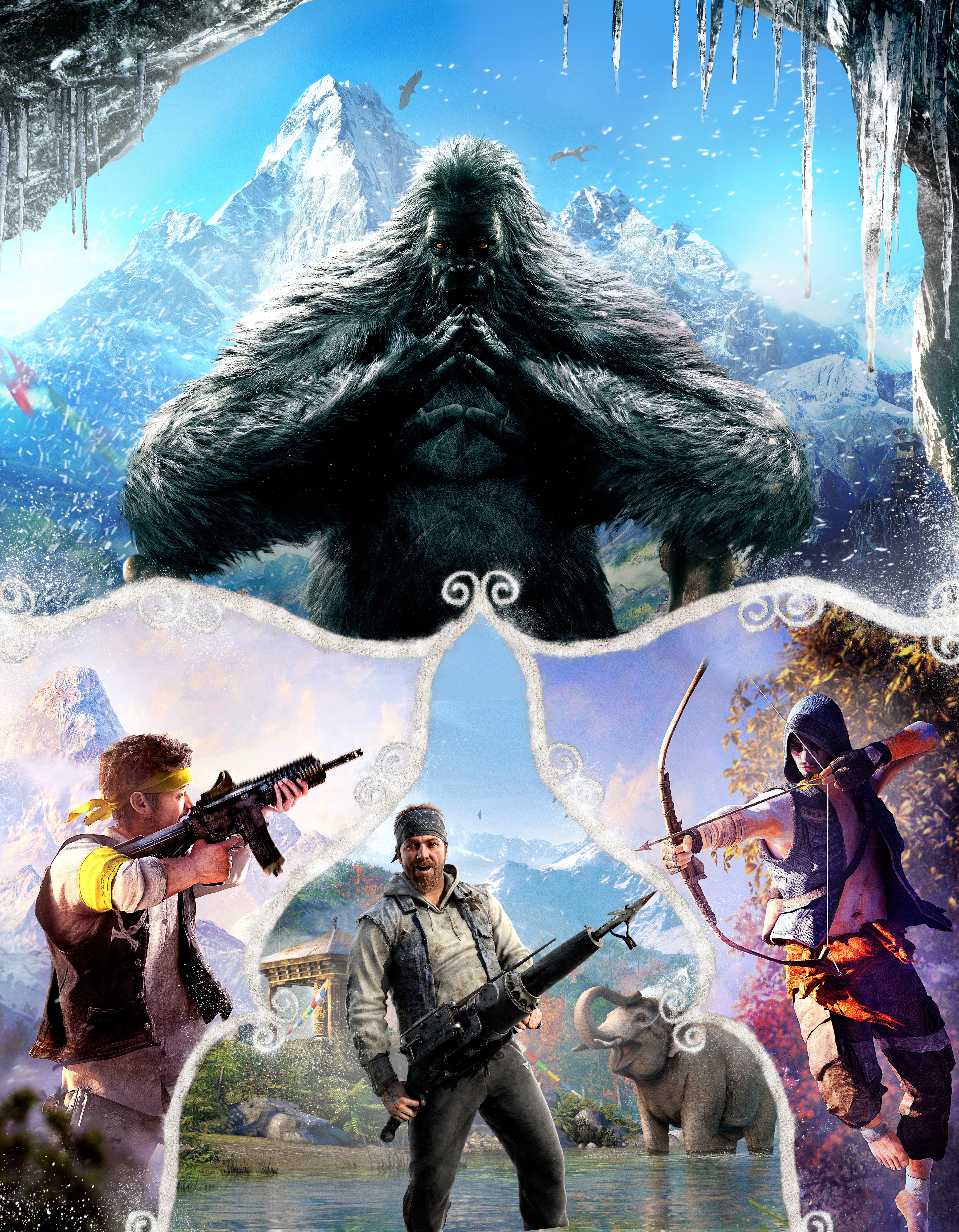 Yeti and warriors in Far Cry 4 HD Phone Wallpaper