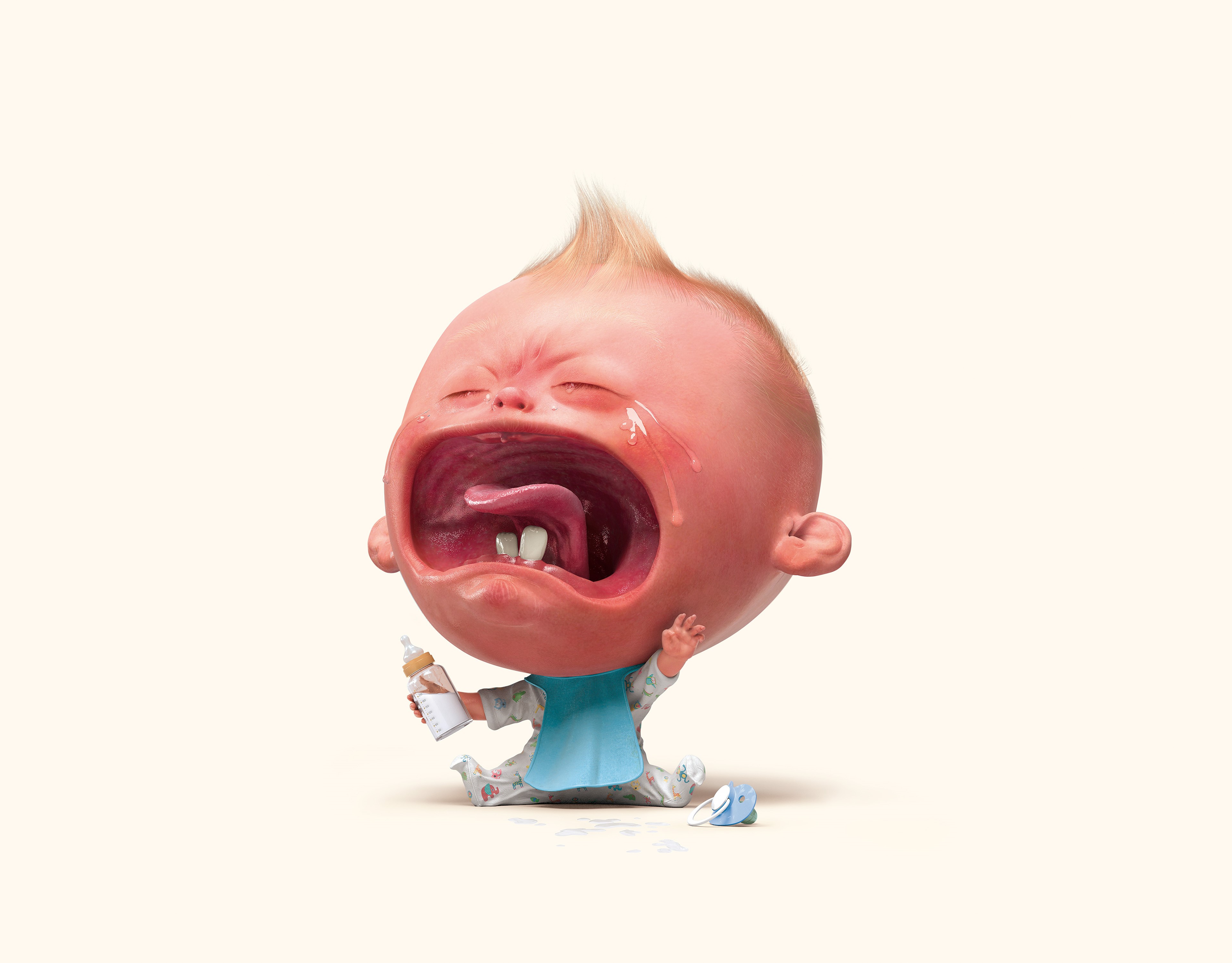 Crying Baby with Bottle HD Wallpaper