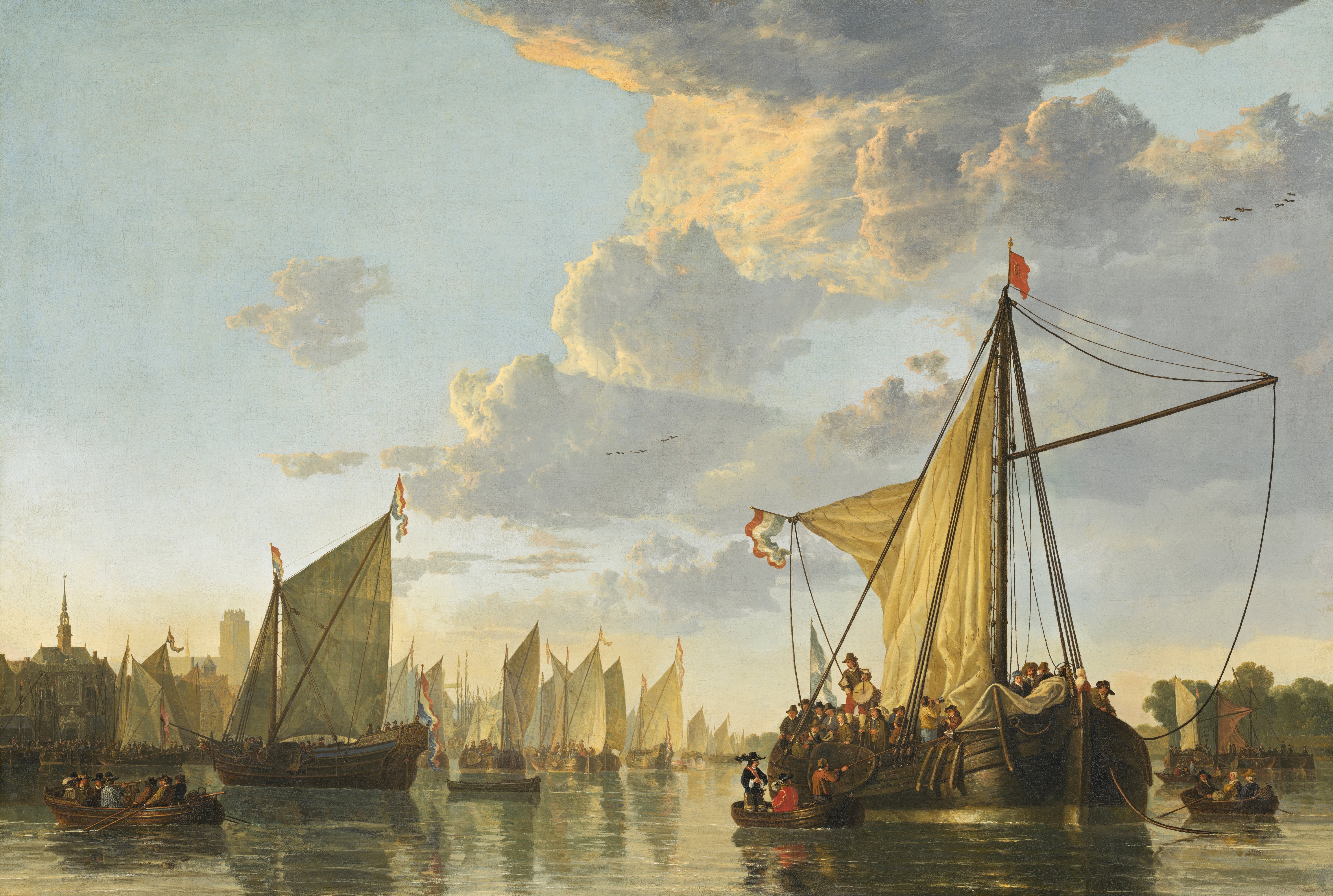 The Maas at Dordrecht by Aelbert Cuyp HD Wallpaper
