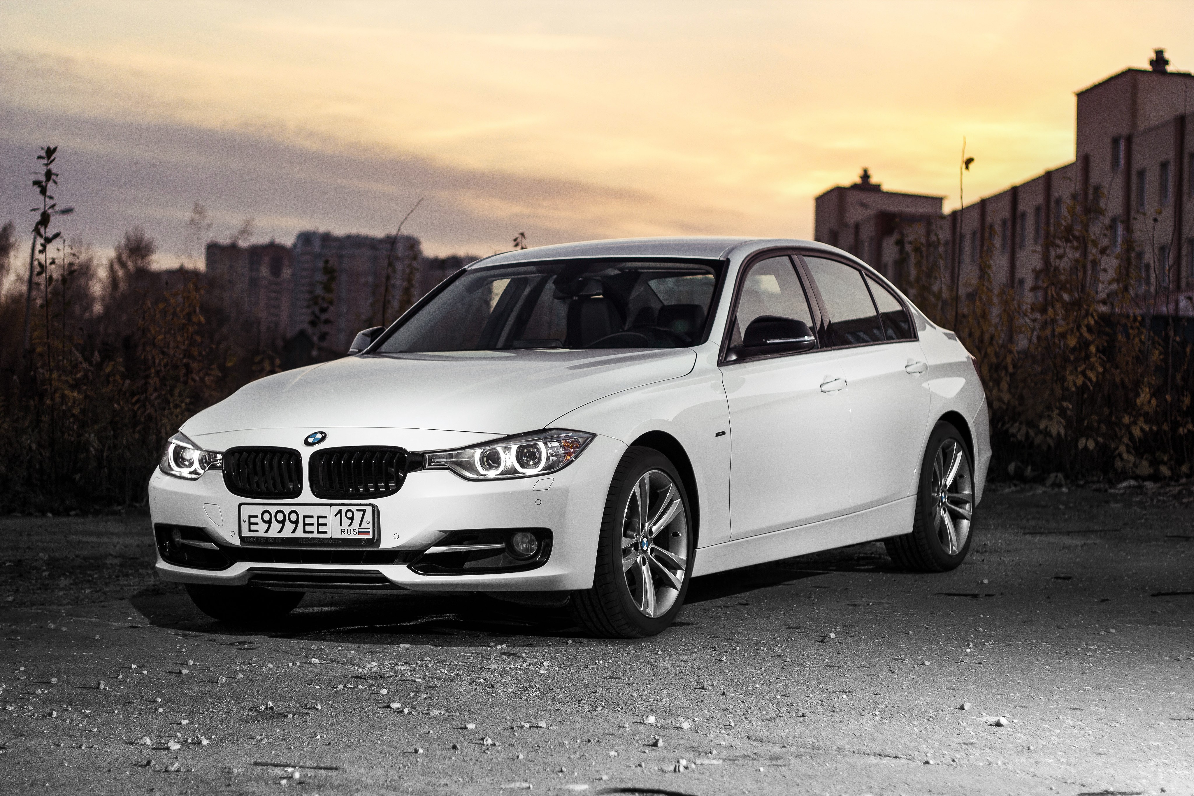 White BMW 3-Series F30 Sedan HD Wallpaper