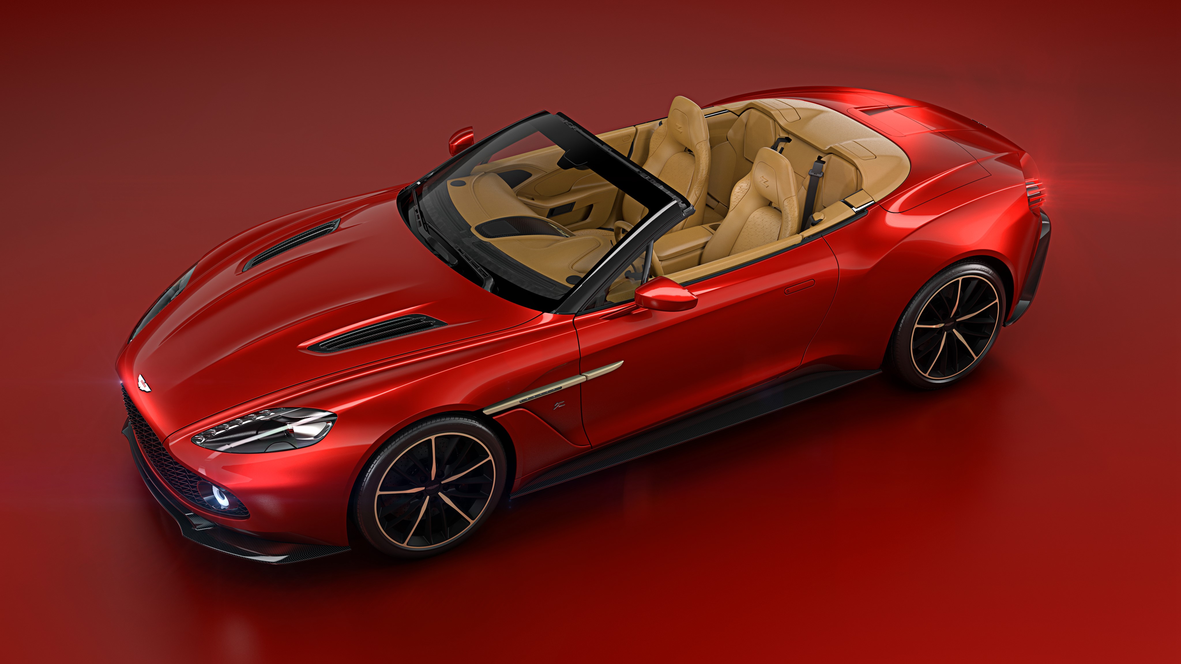 Red Aston Martin Vanquish Zagato Volante Cabriolet HD Wallpaper