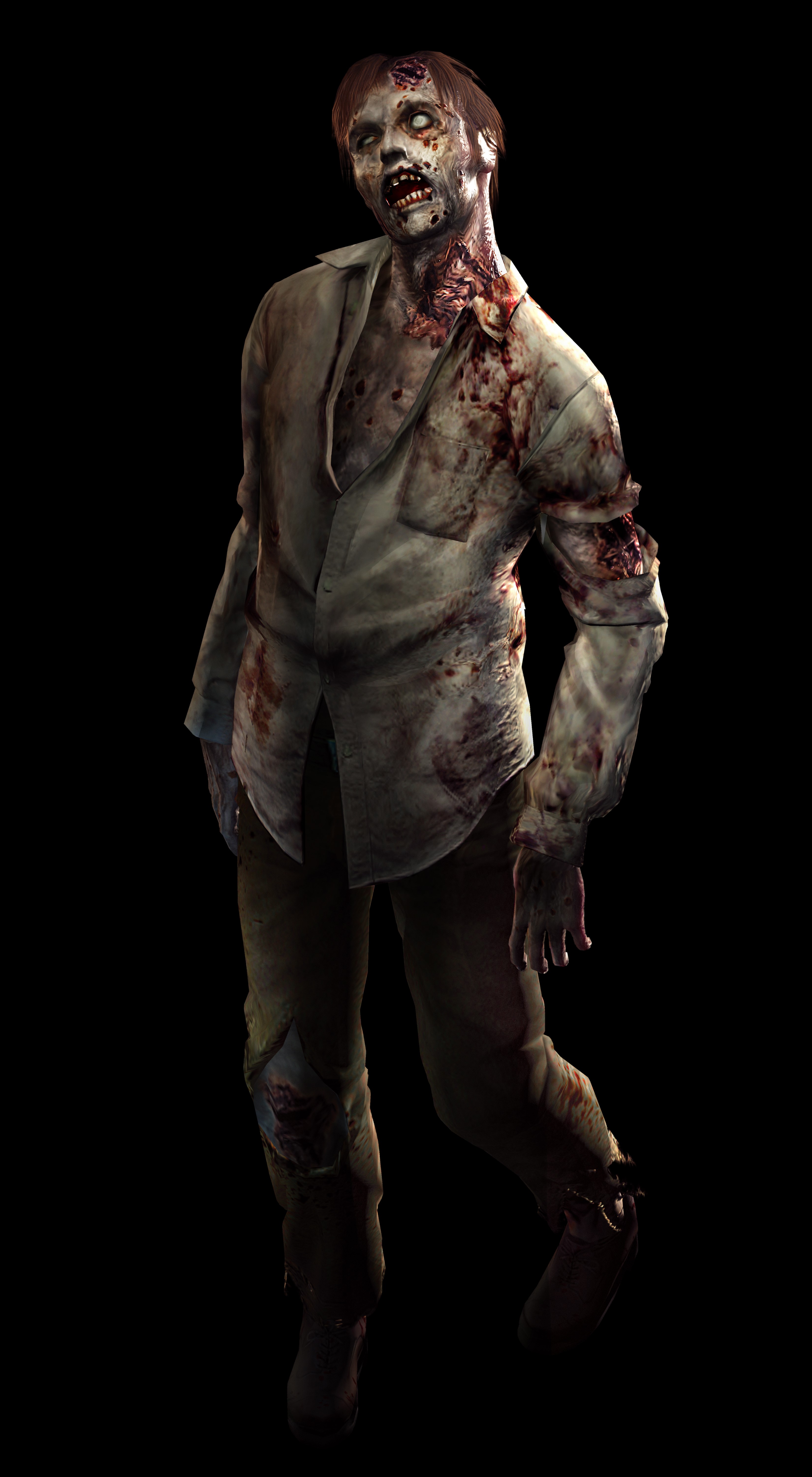 Zombie with torn clothes on black background HD Phone Wallpaper