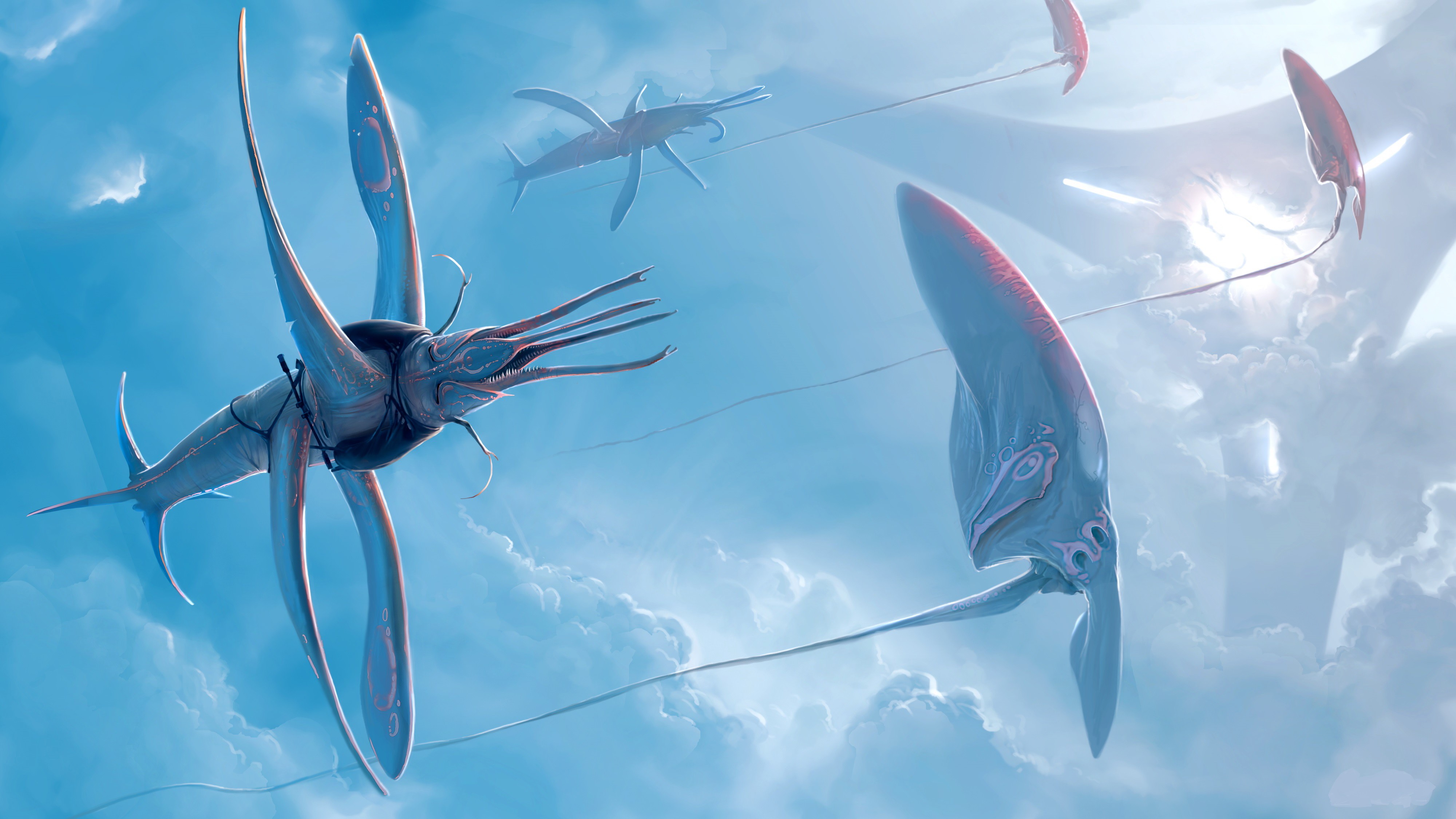 Creatures flying in the sky HD Wallpaper