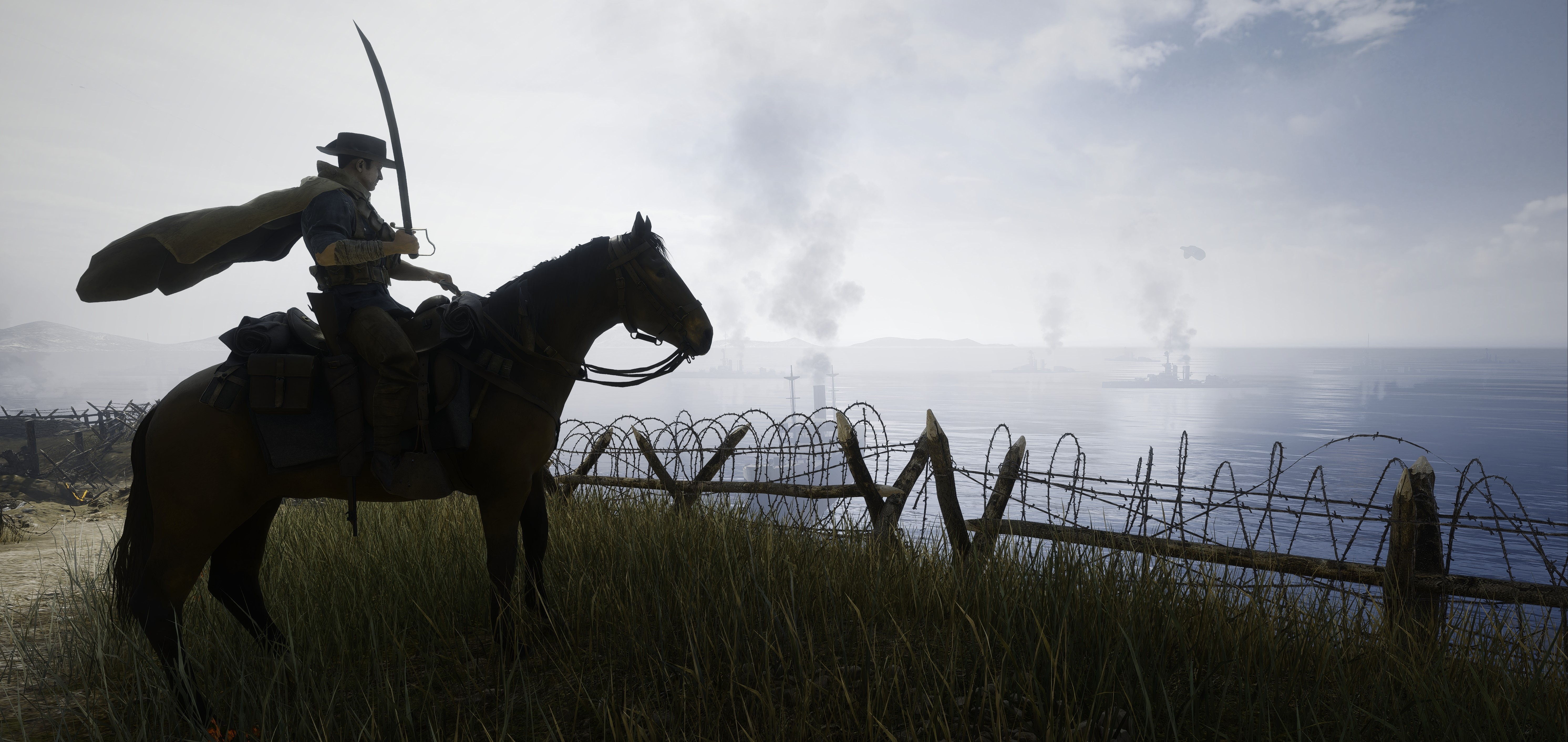 Soldier on horseback with sabre in Battlefield 1 HD Wallpaper