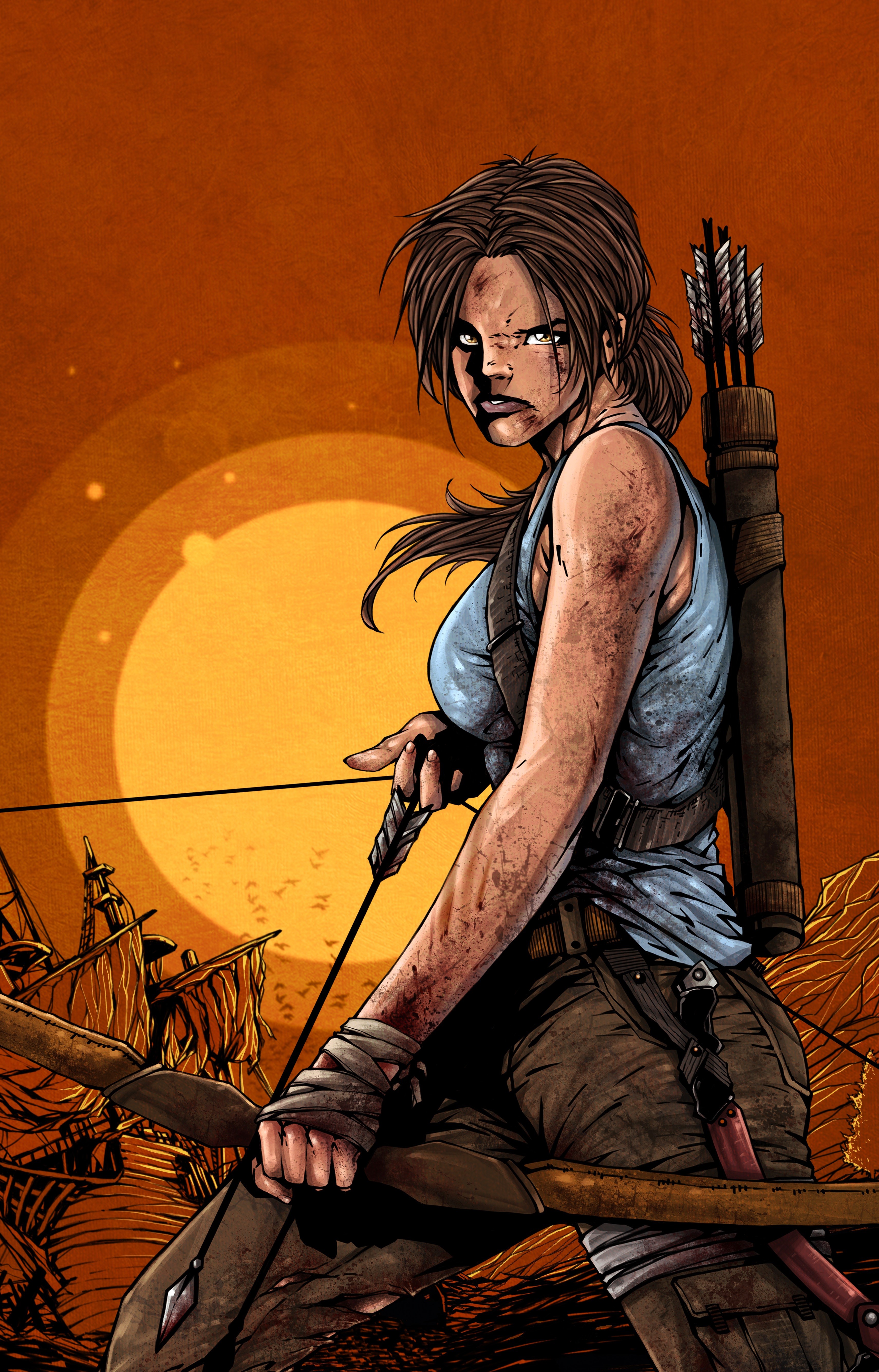 Lara Croft from Tomb Raider with bow and arrow HD Phone Wallpaper