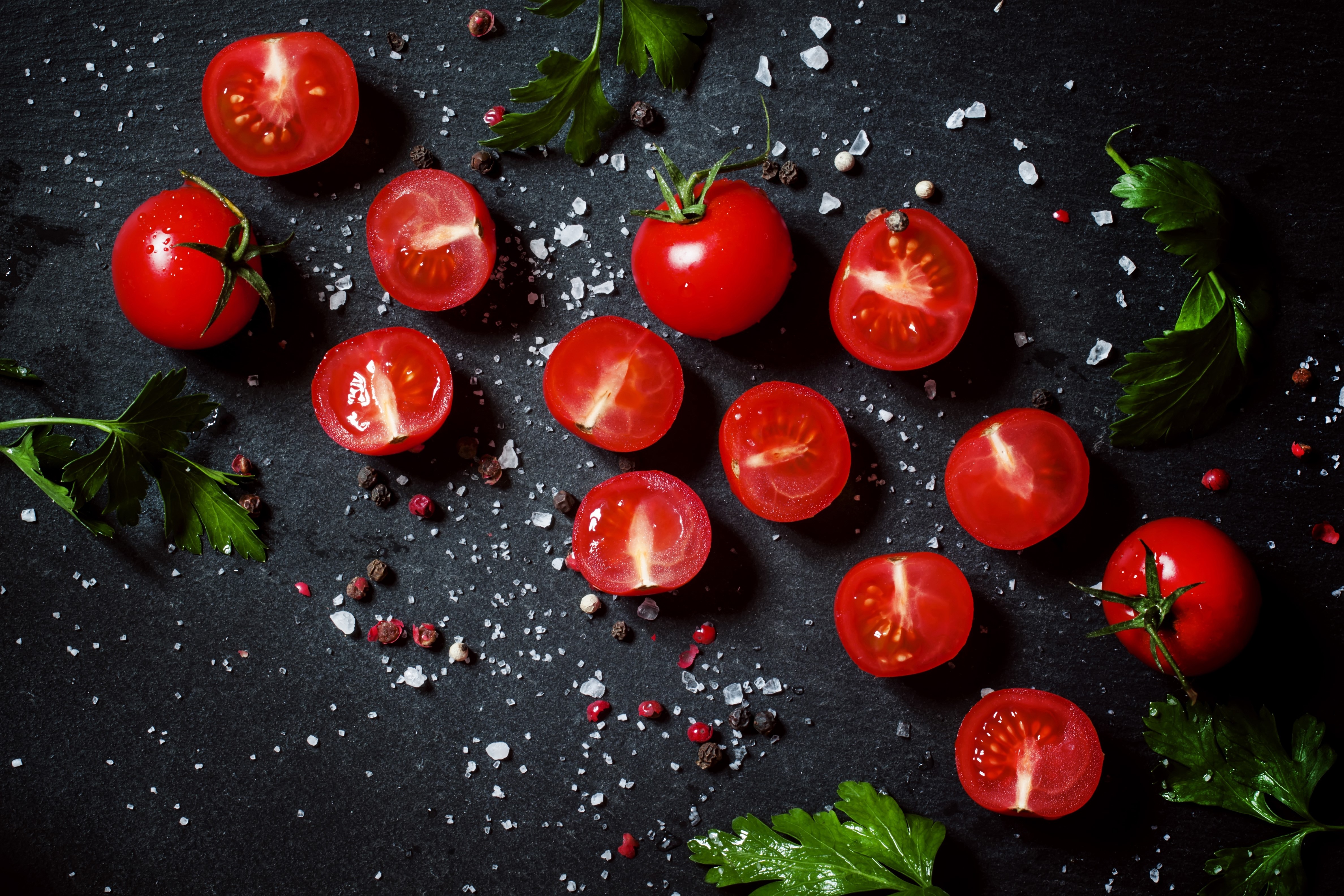 Tomatoes with Salt and Parsley HD Wallpaper