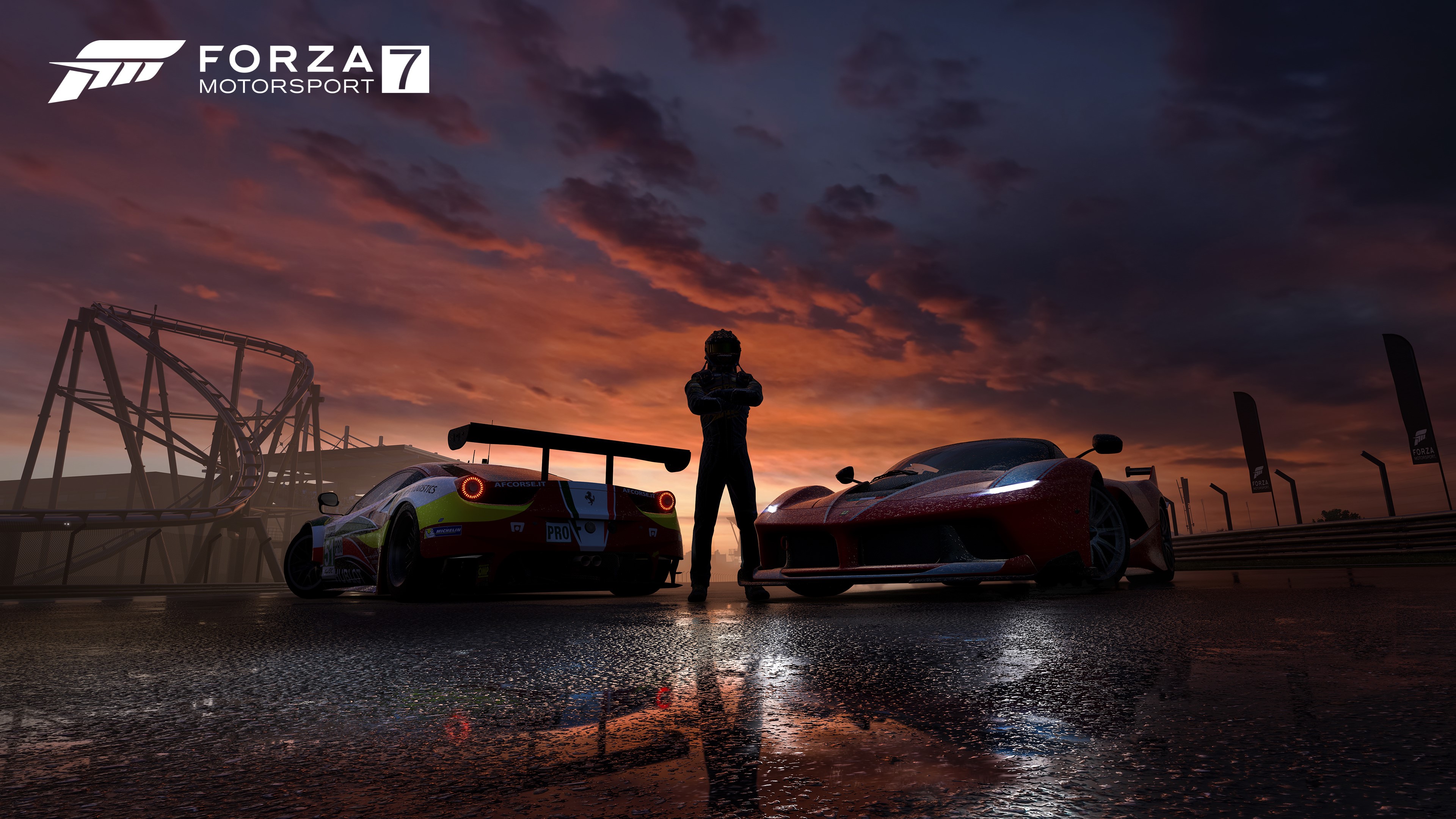 Forza Motorsport 7 with Ferrari cars and racer HD Wallpaper