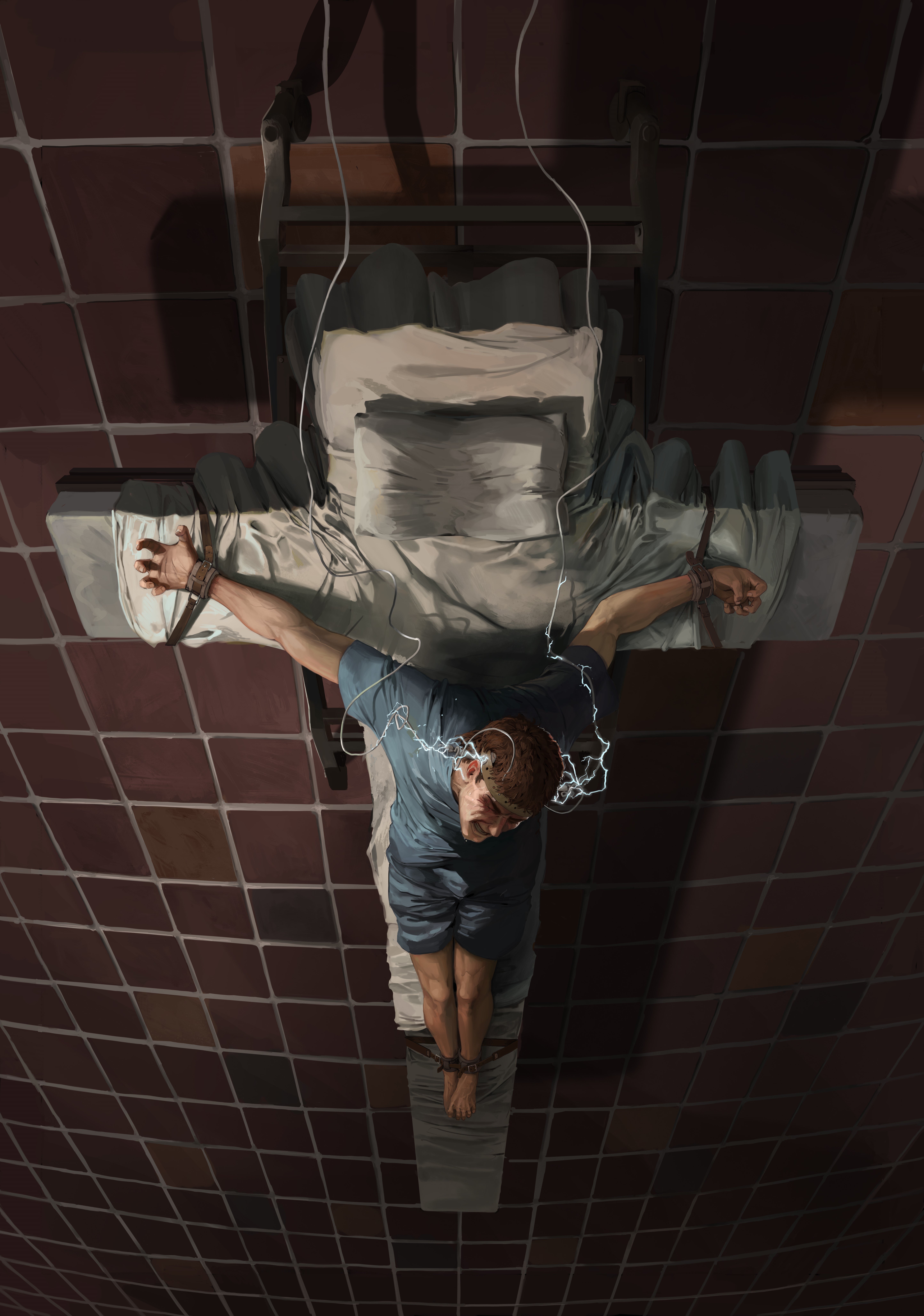 Man undergoing electroshock therapy HD Phone Wallpaper