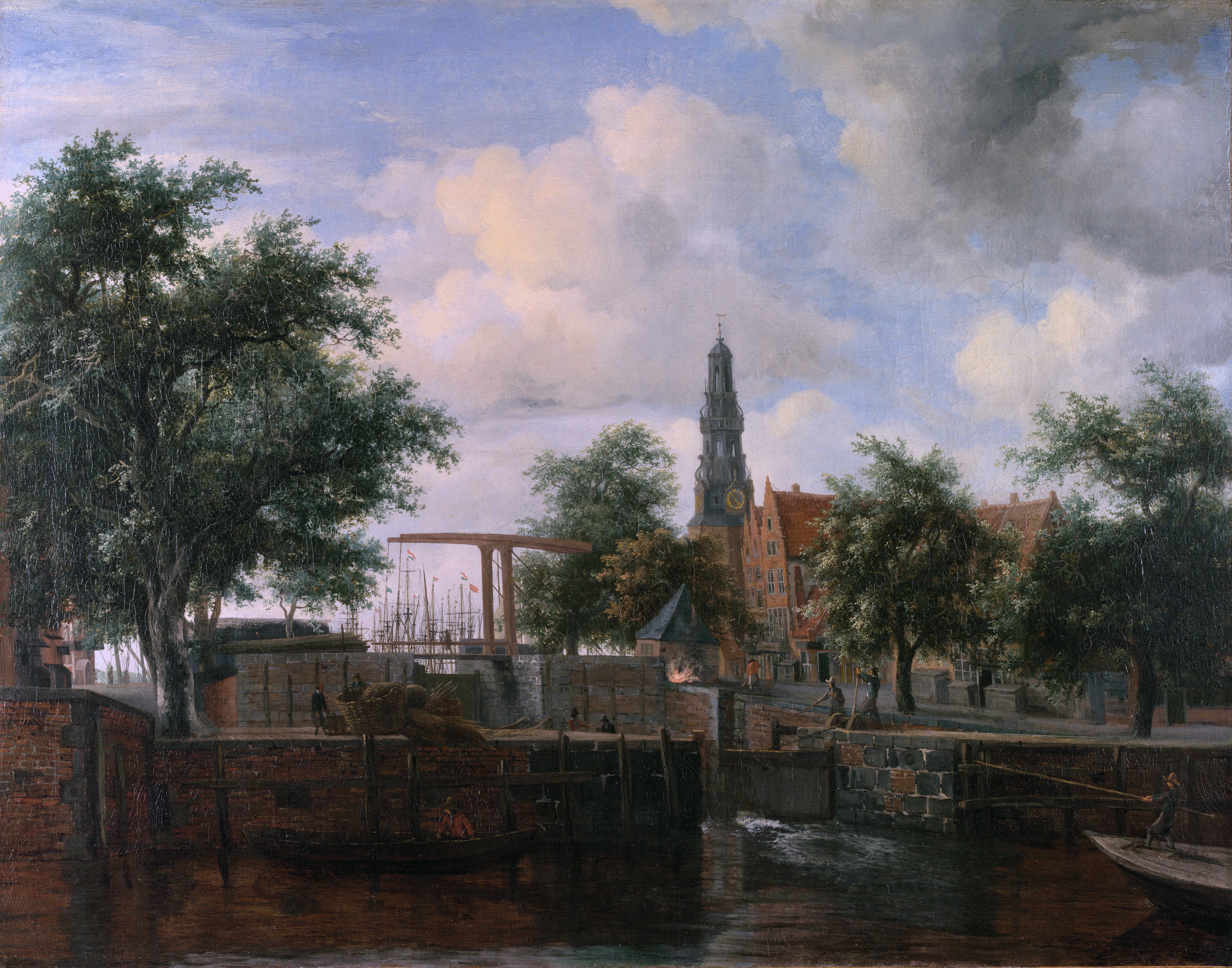 The Haarlem Lock by Meindert Hobbema in Amsterdam HD Wallpaper