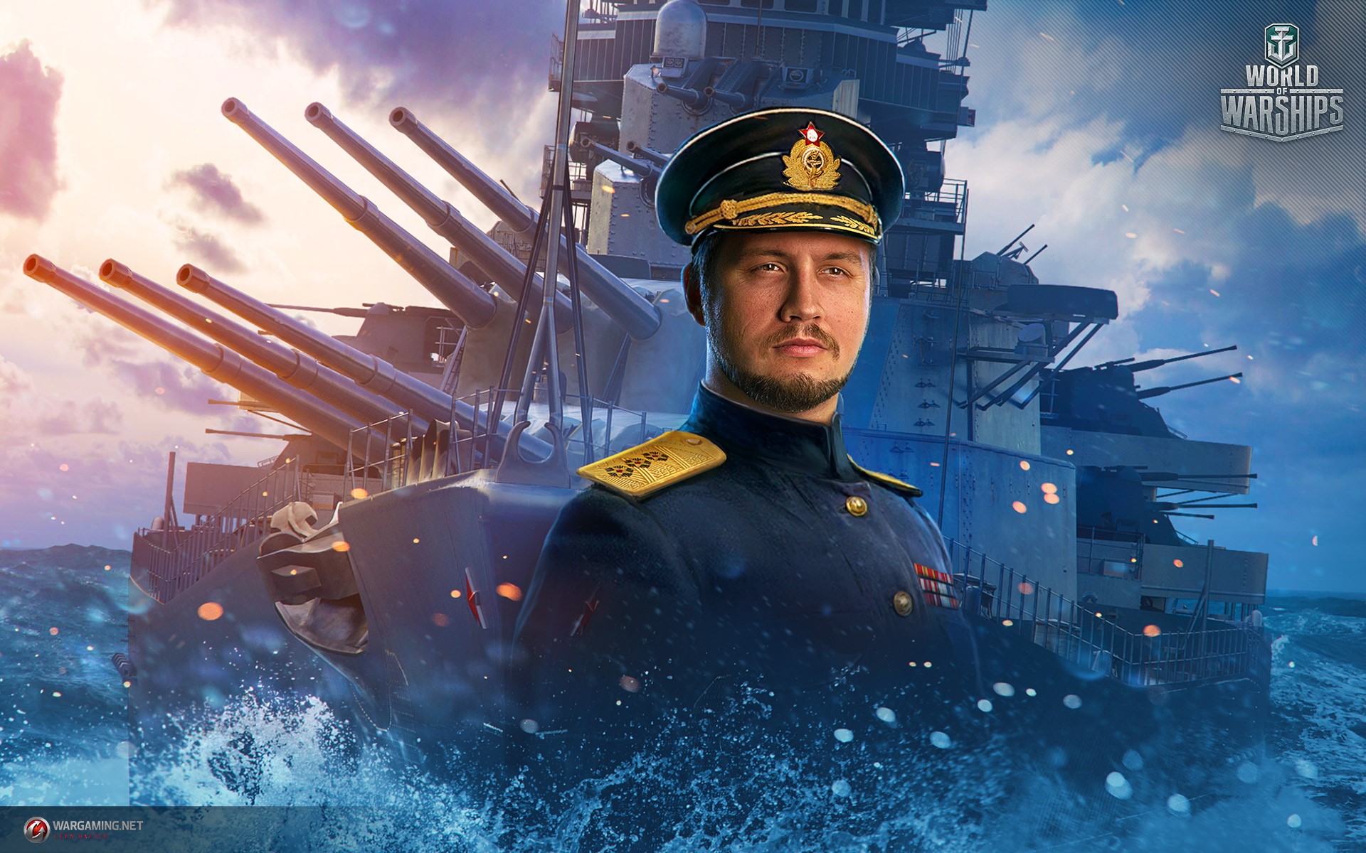 Man in uniform from World of Warships with battleship HD Wallpaper