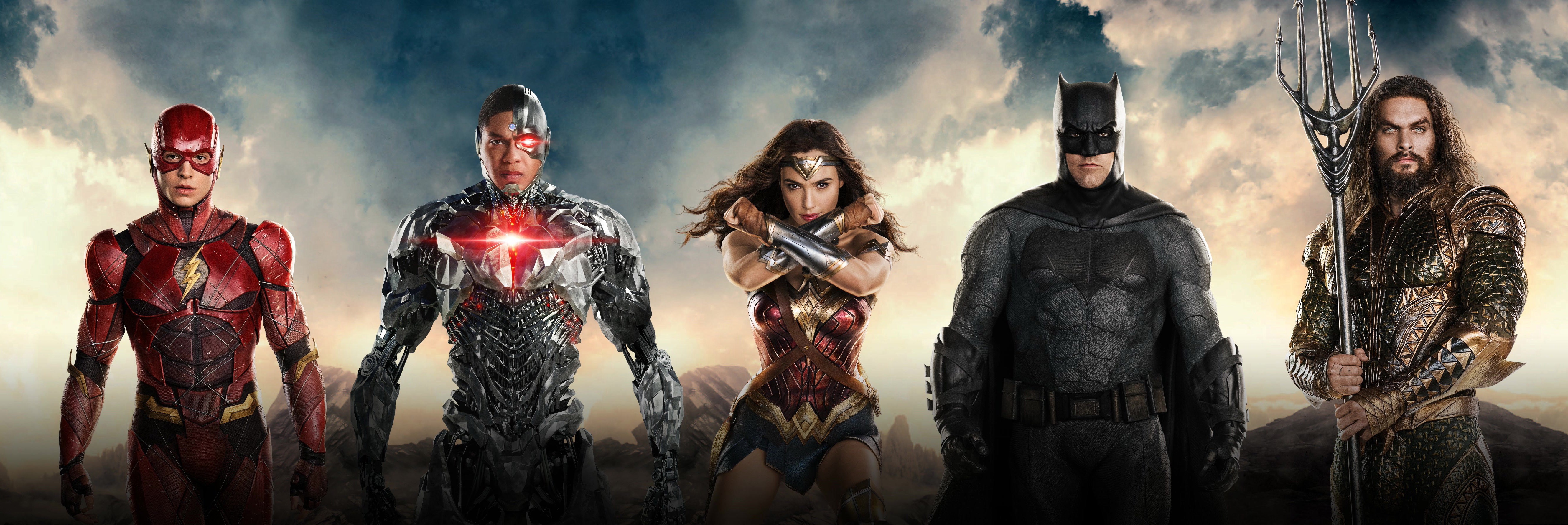 Justice League 2017: The Flash, Cyborg, Wonder Woman, Batman, Aquaman HD Wallpaper