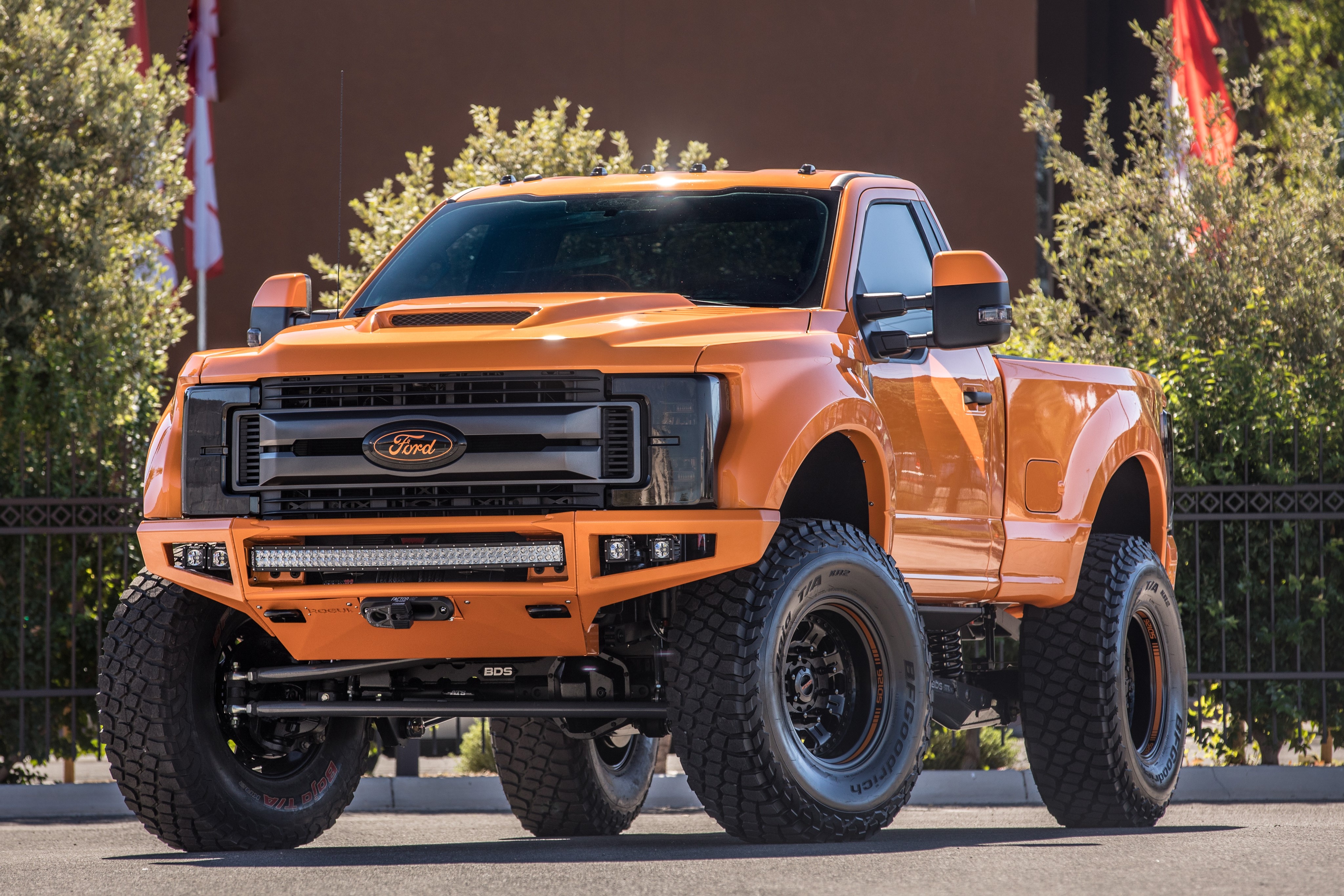 4K Orange Ford F-250 Heavy Duty Truck HD Wallpaper
