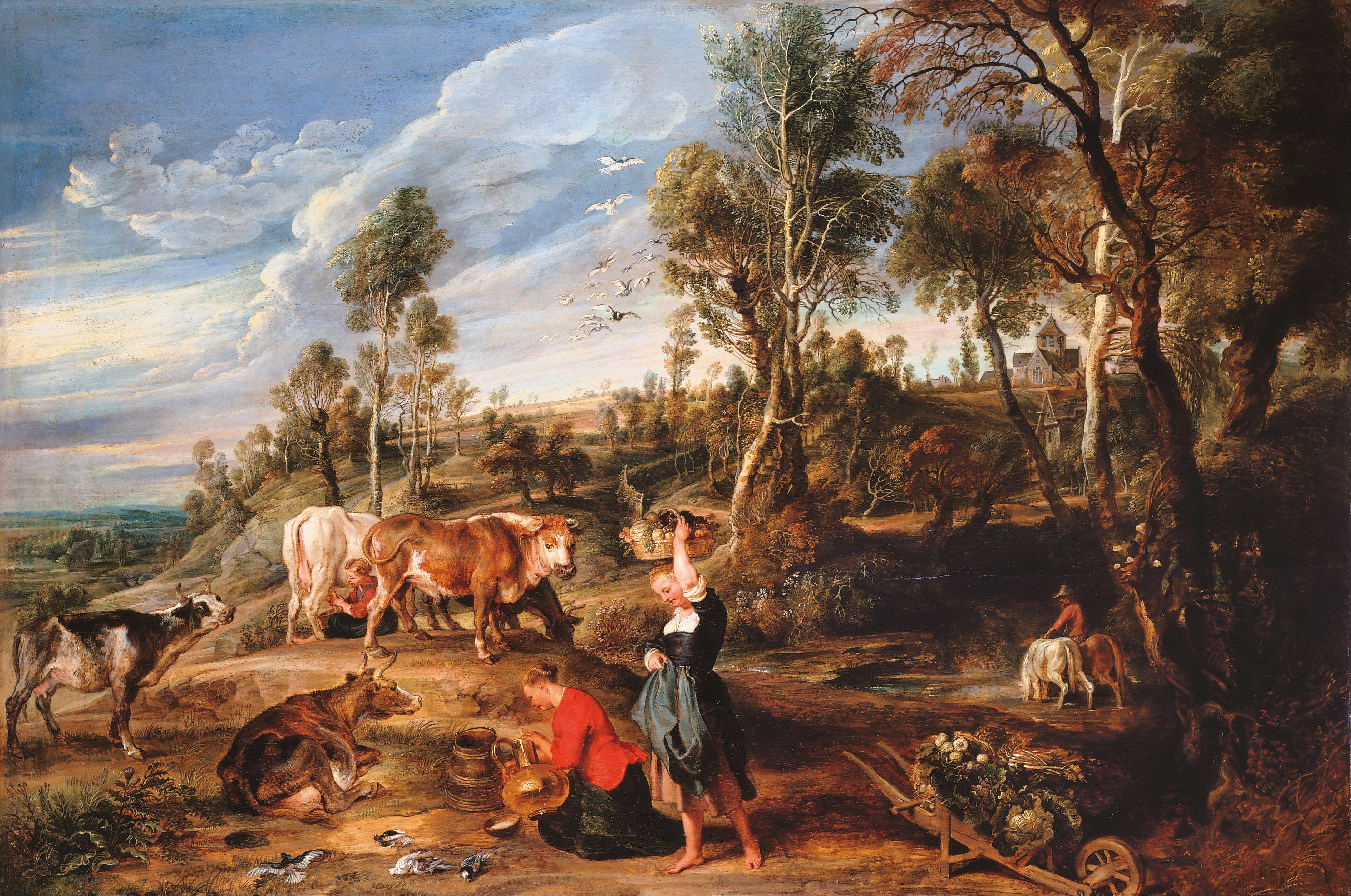 The Farm at Laken by Pieter Paul Rubens HD Wallpaper