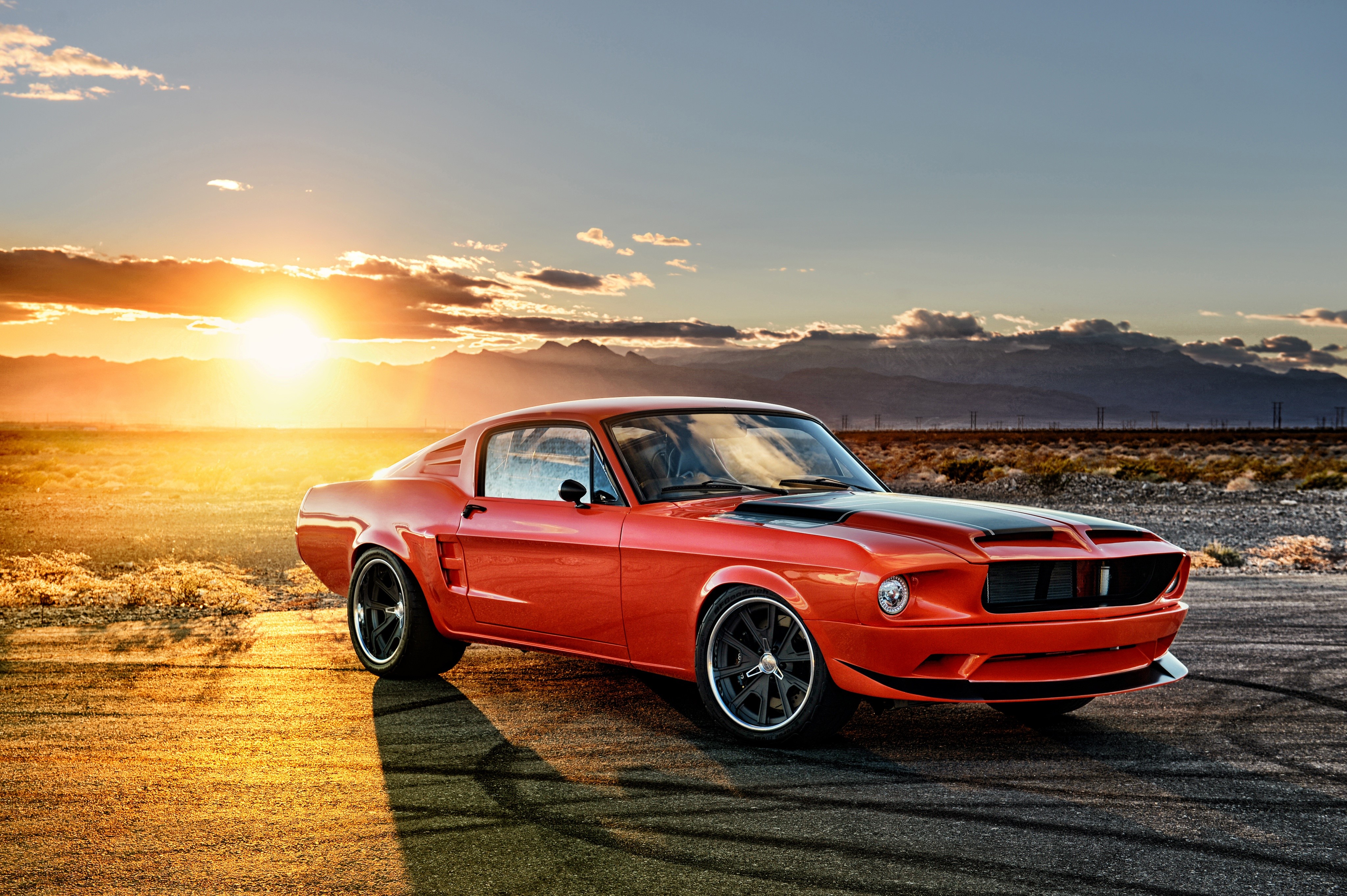 4K Ford Mustang 1968 at Sunset HD Wallpaper