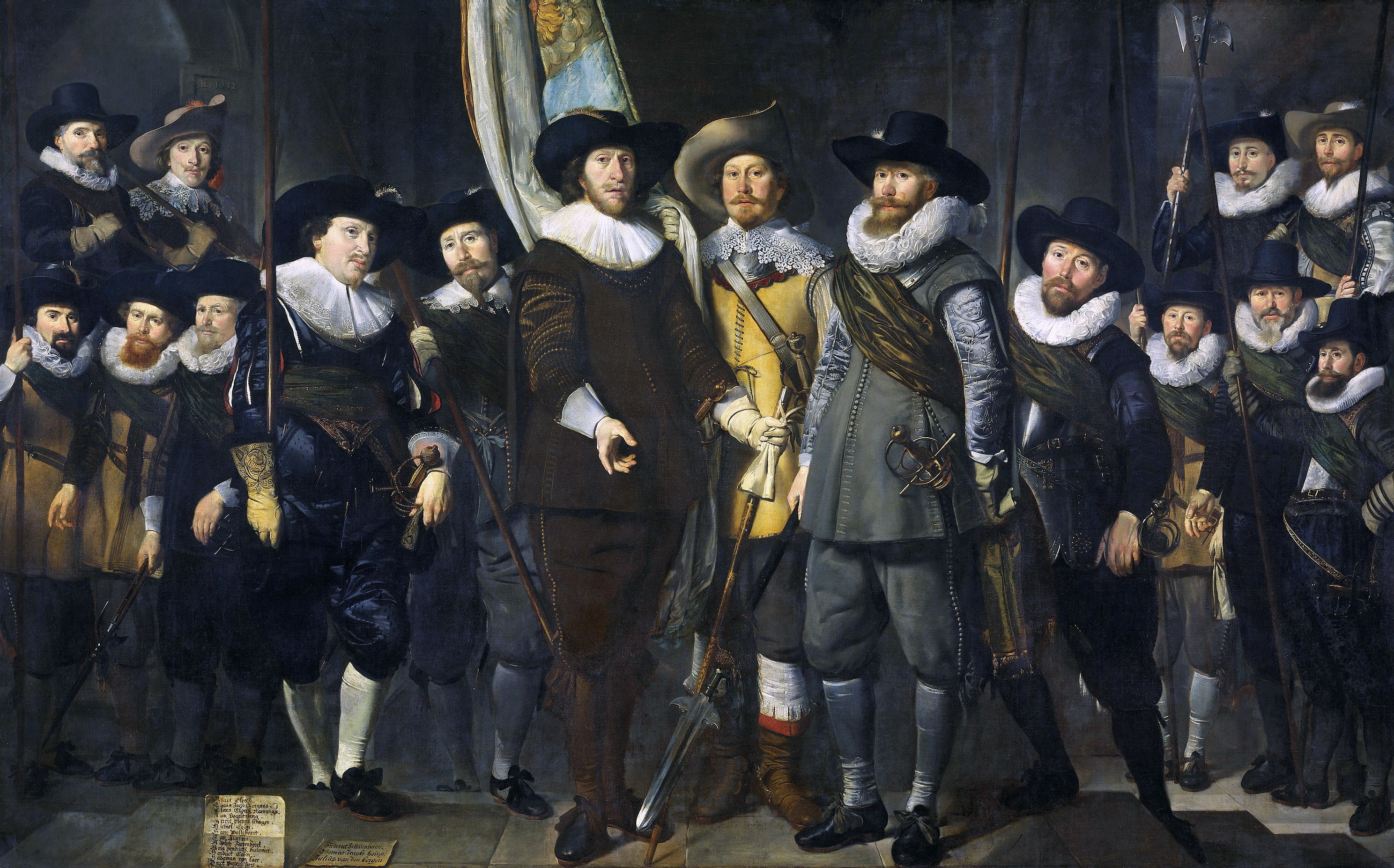 The Company of Captain Allaert Cloeck and Lieutenant Lucas Jacobsz. Rotgans HD Wallpaper