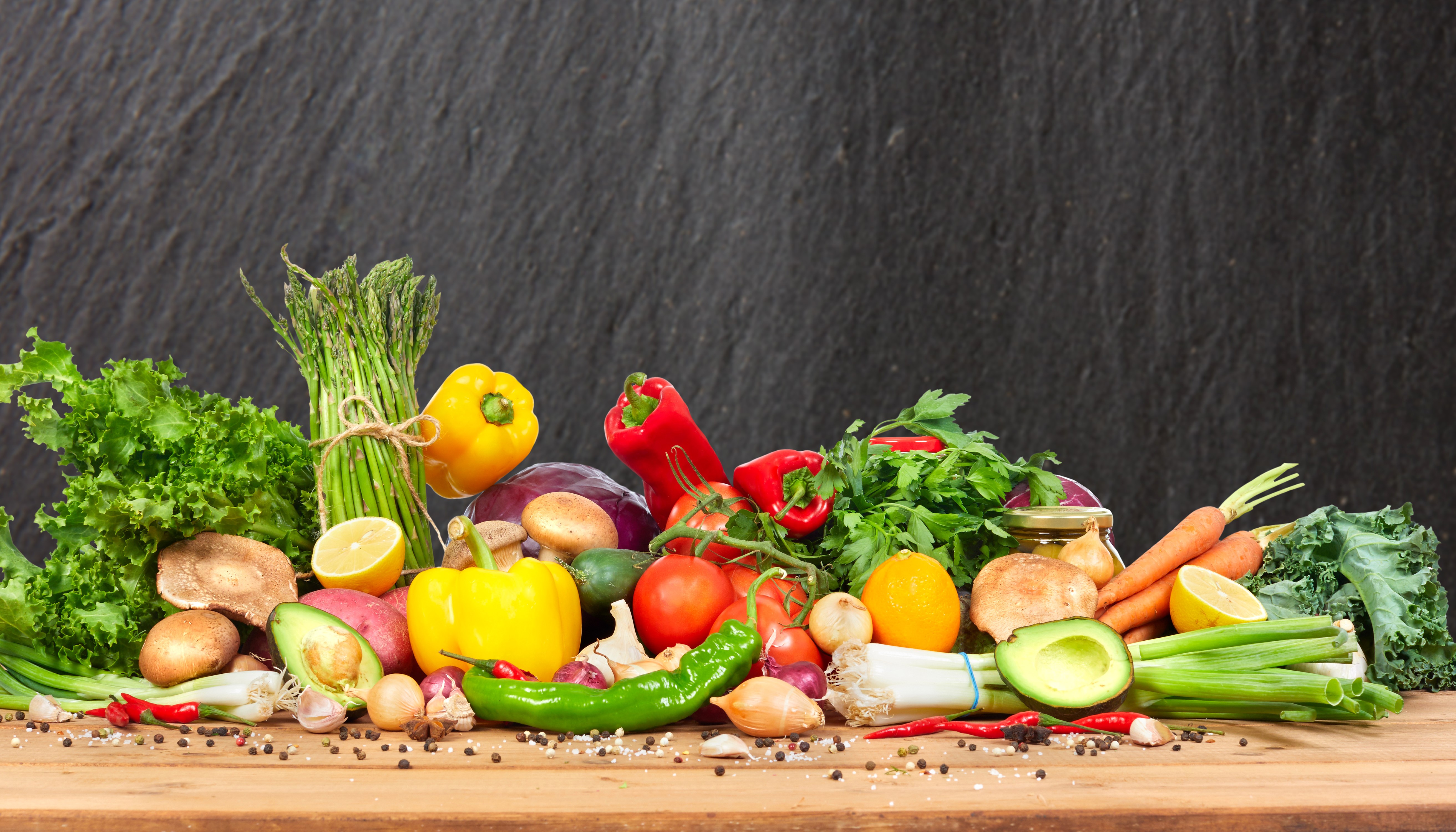 Assortment of Fresh Vegetables and Mushrooms HD Wallpaper