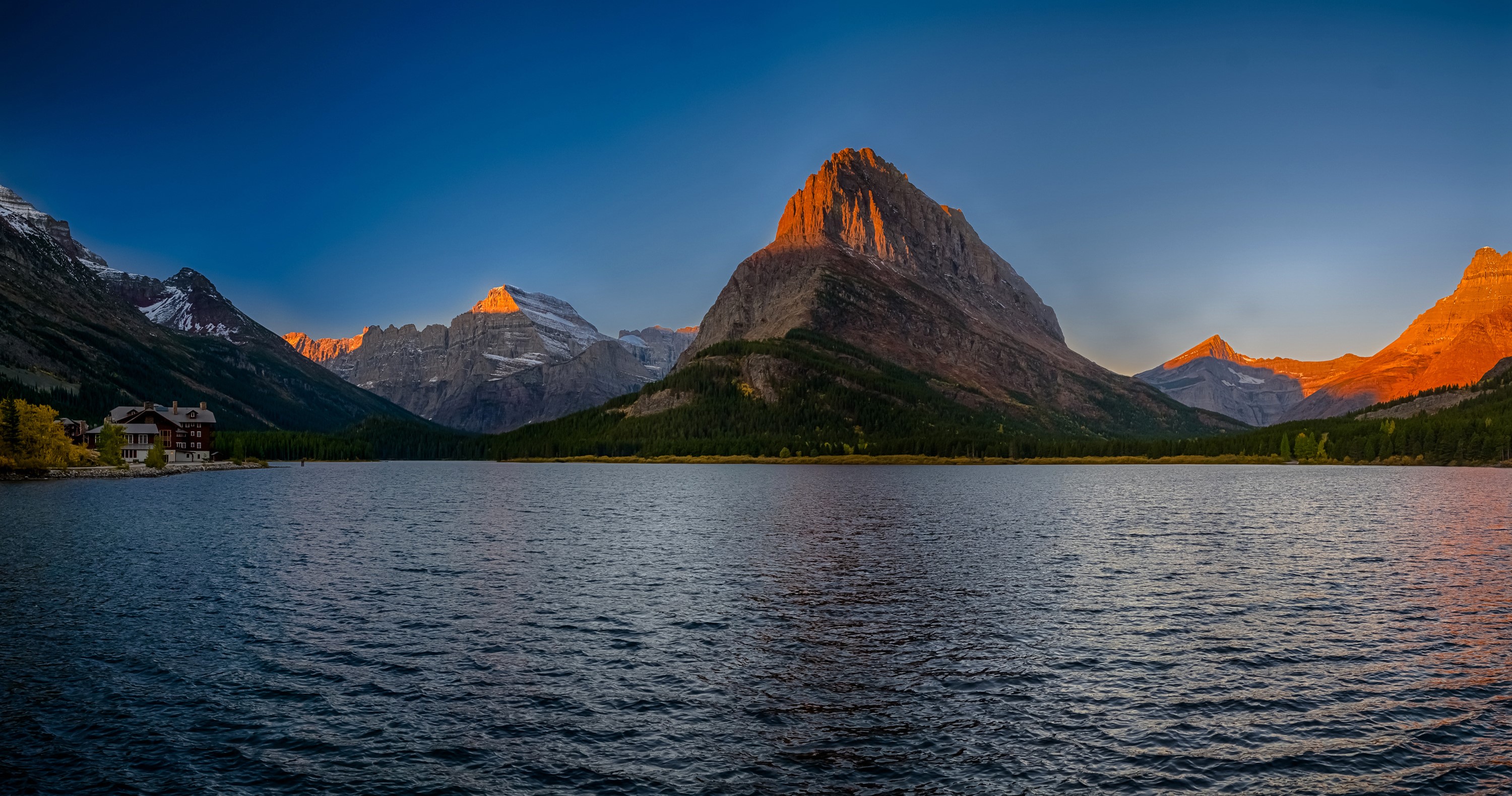Swiftcurrent Lake Montana USA Mountains at Sunset HD Wallpaper
