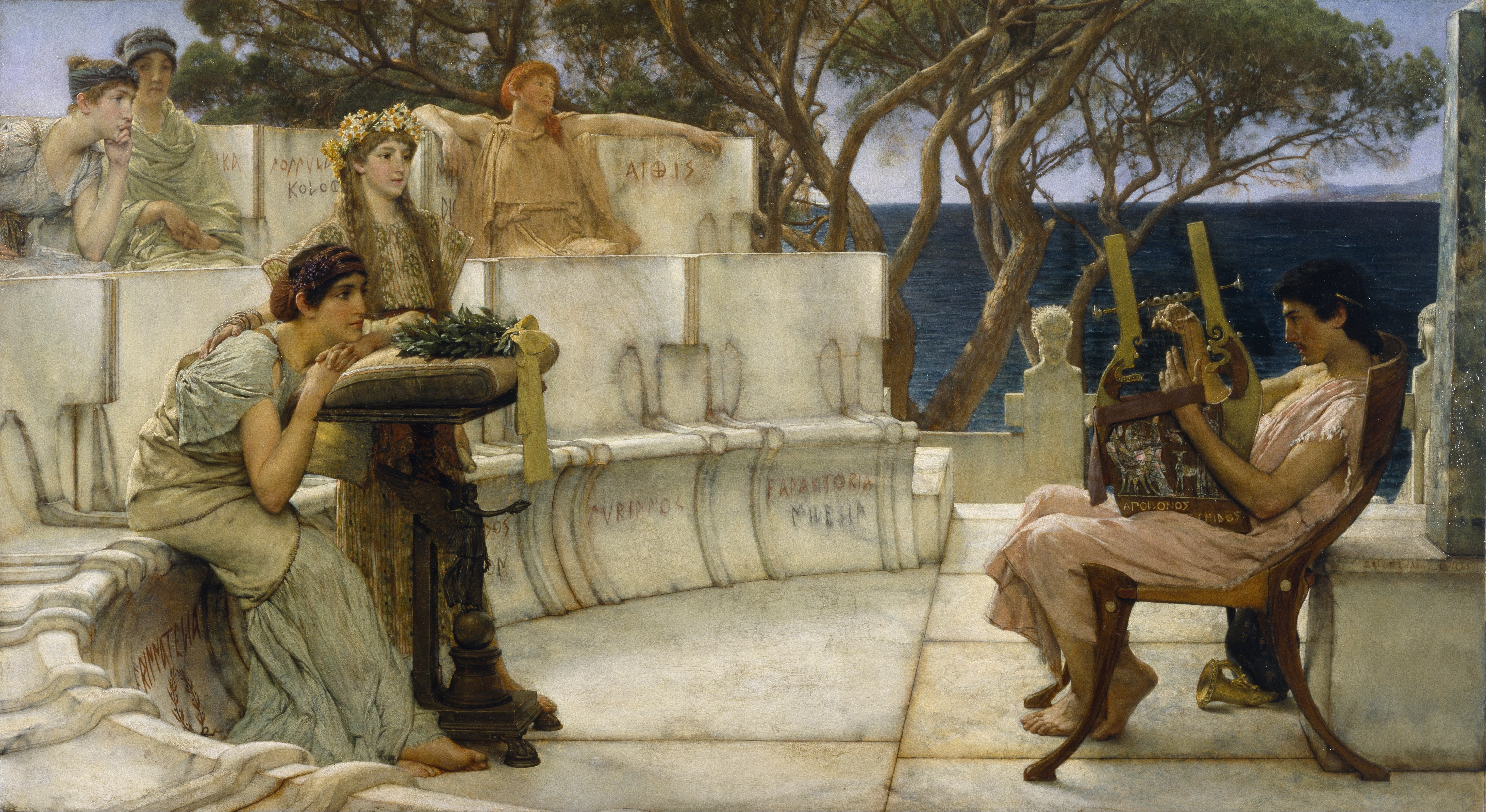 Sappho and Alcaeus by Lawrence Alma-Tadema HD Wallpaper