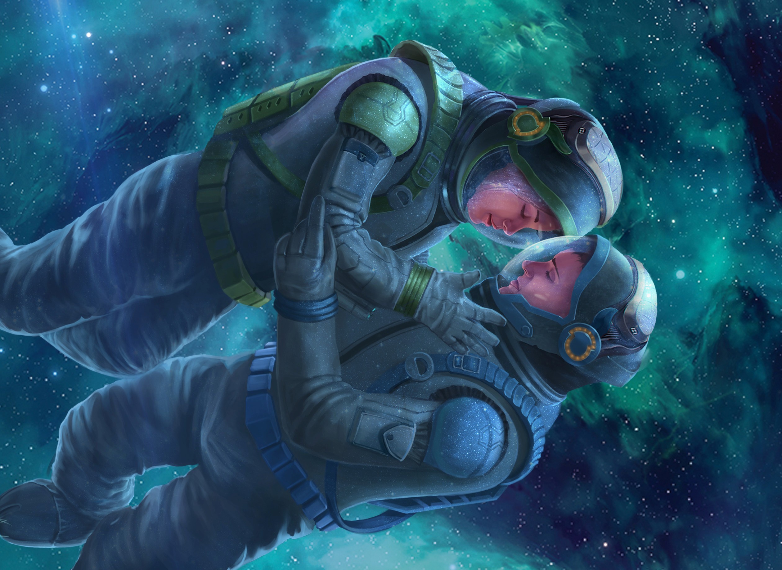 Two Cosmonauts in Space HD Wallpaper
