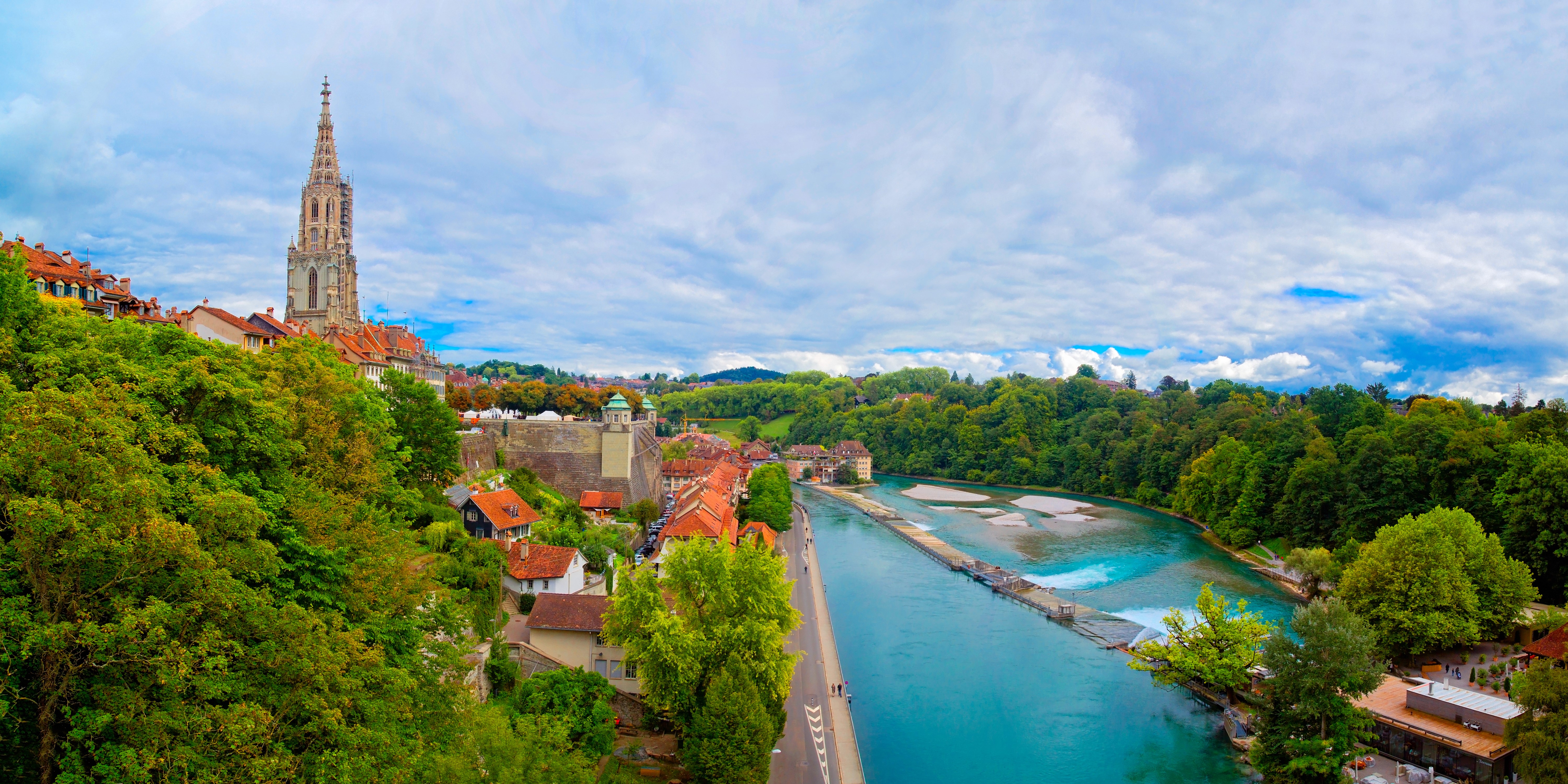 Bern, Switzerland with River and Cathedral HD Wallpaper