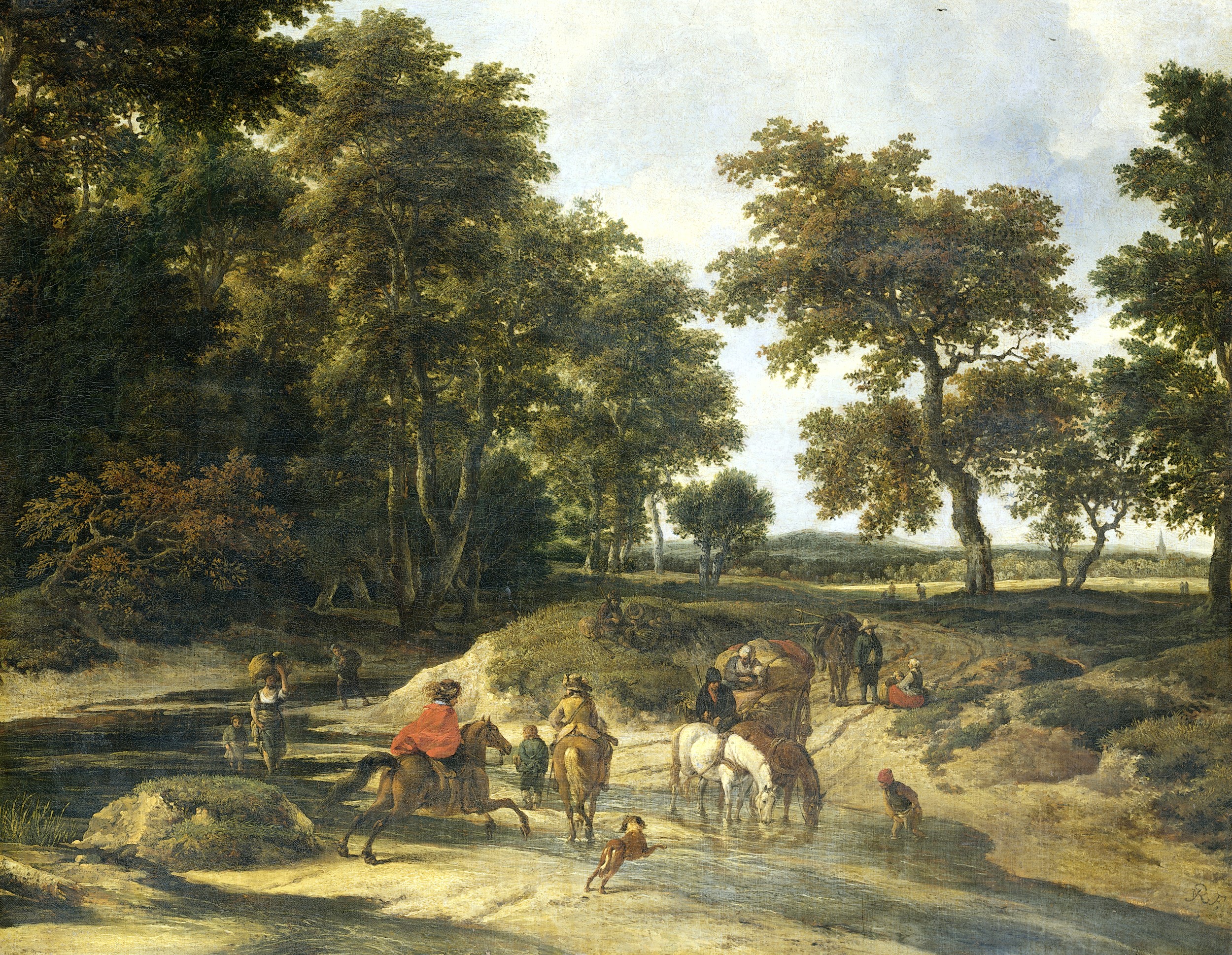 The Ford by Jacob van Ruisdael HD Wallpaper