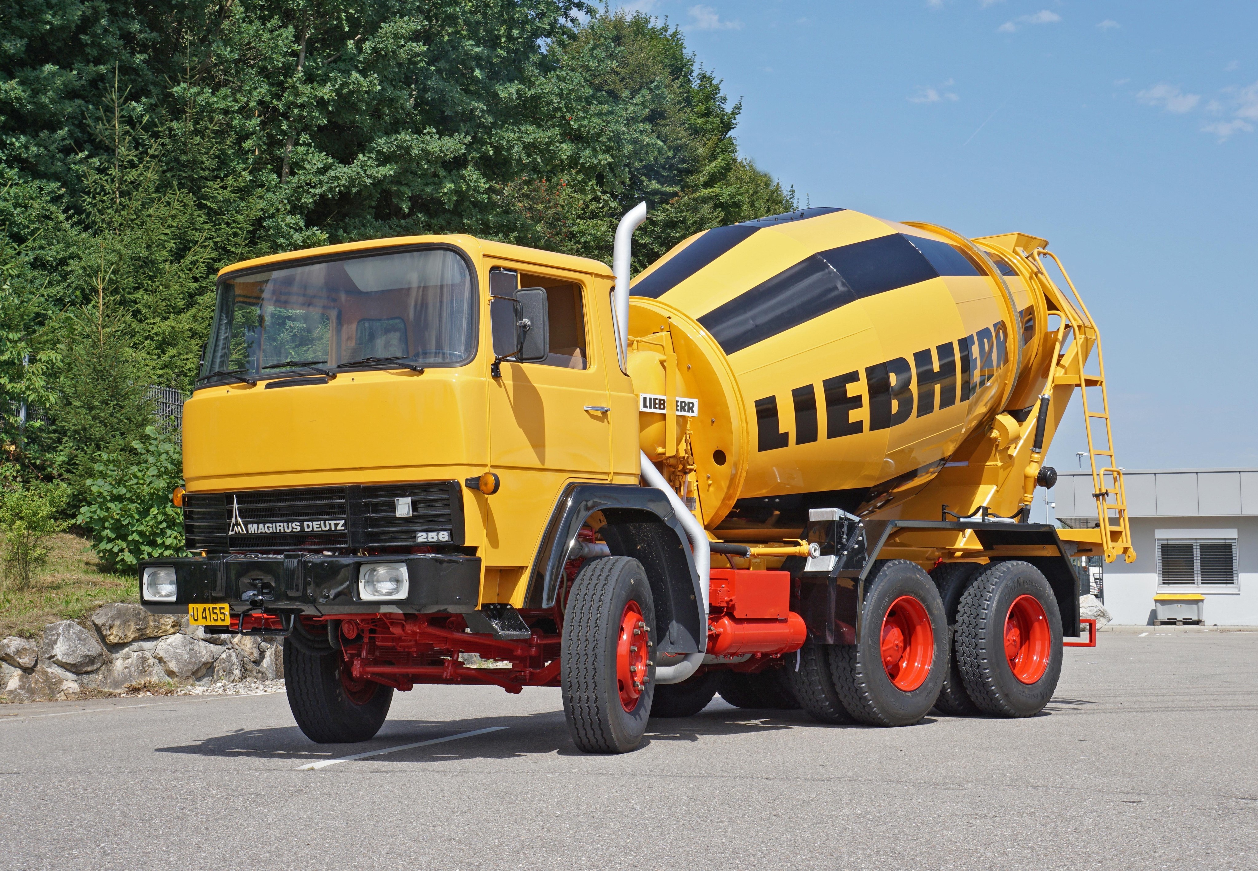 Yellow Magirus-Deutz 256 Concrete Mixer Truck HD Wallpaper
