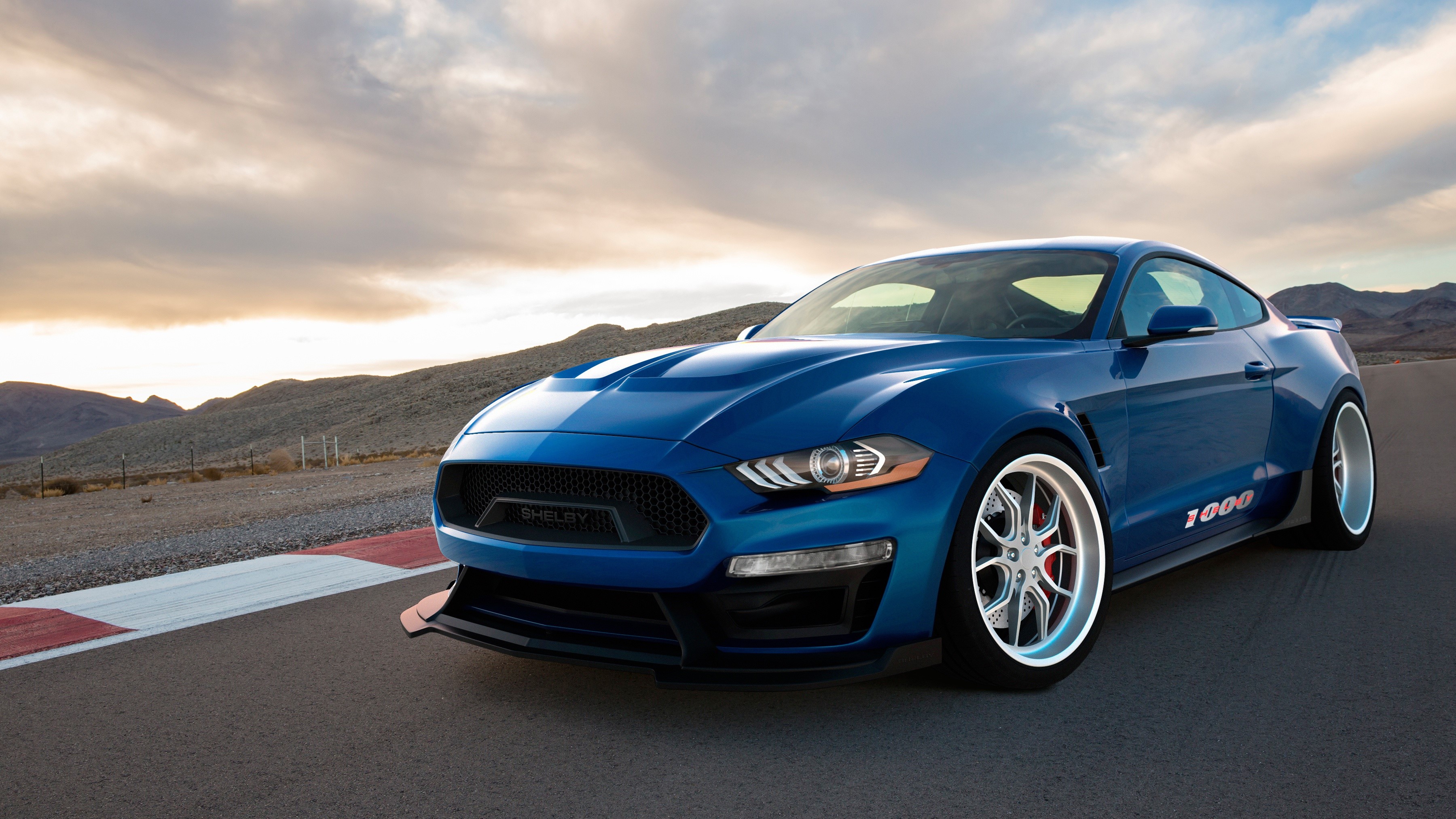Blue Shelby 1000 2018 Mustang on a Racetrack HD Wallpaper